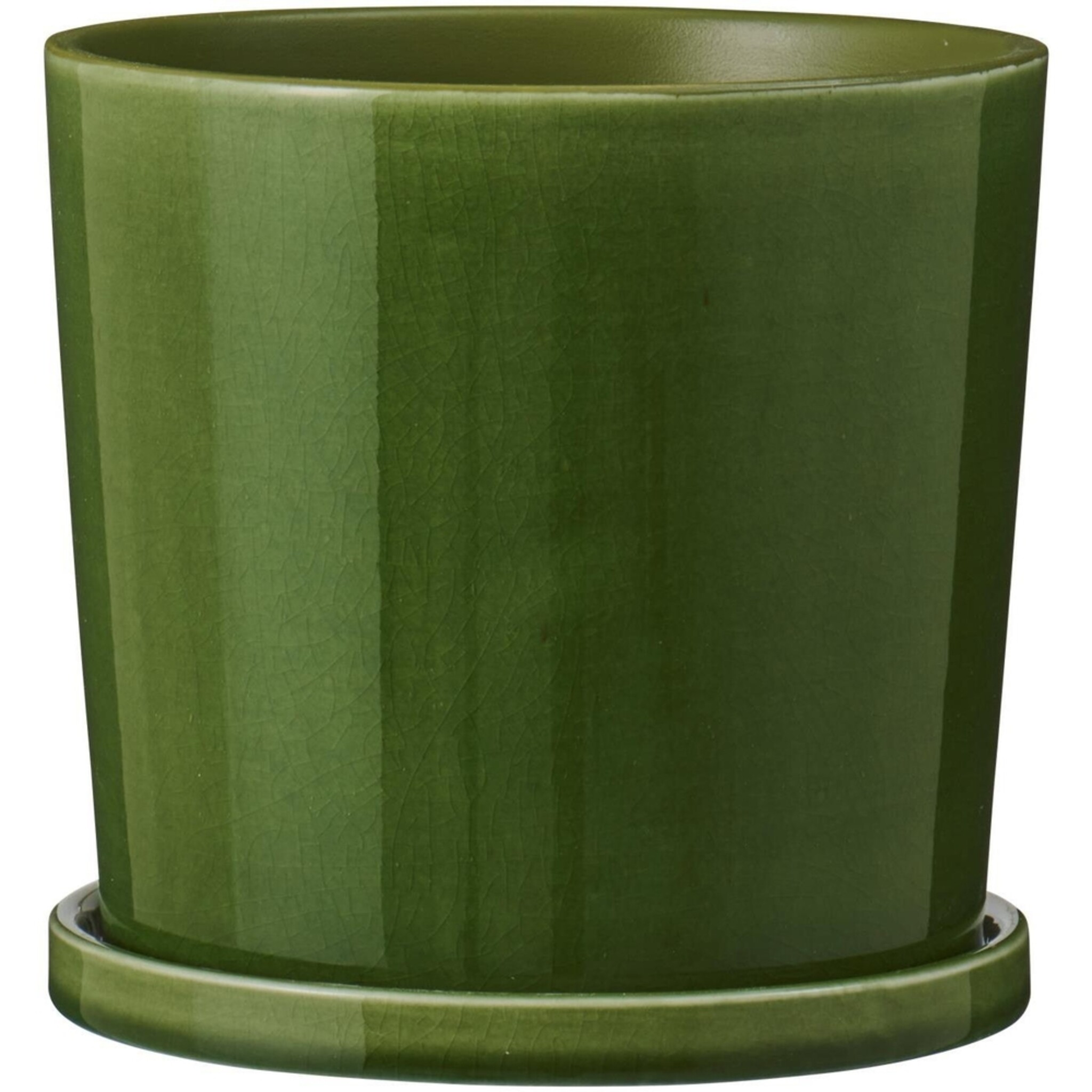 IB Laursen Blumentopf Saga mit Untersetzer, grün H: 13,4 cm, Ø: 13,8 cm