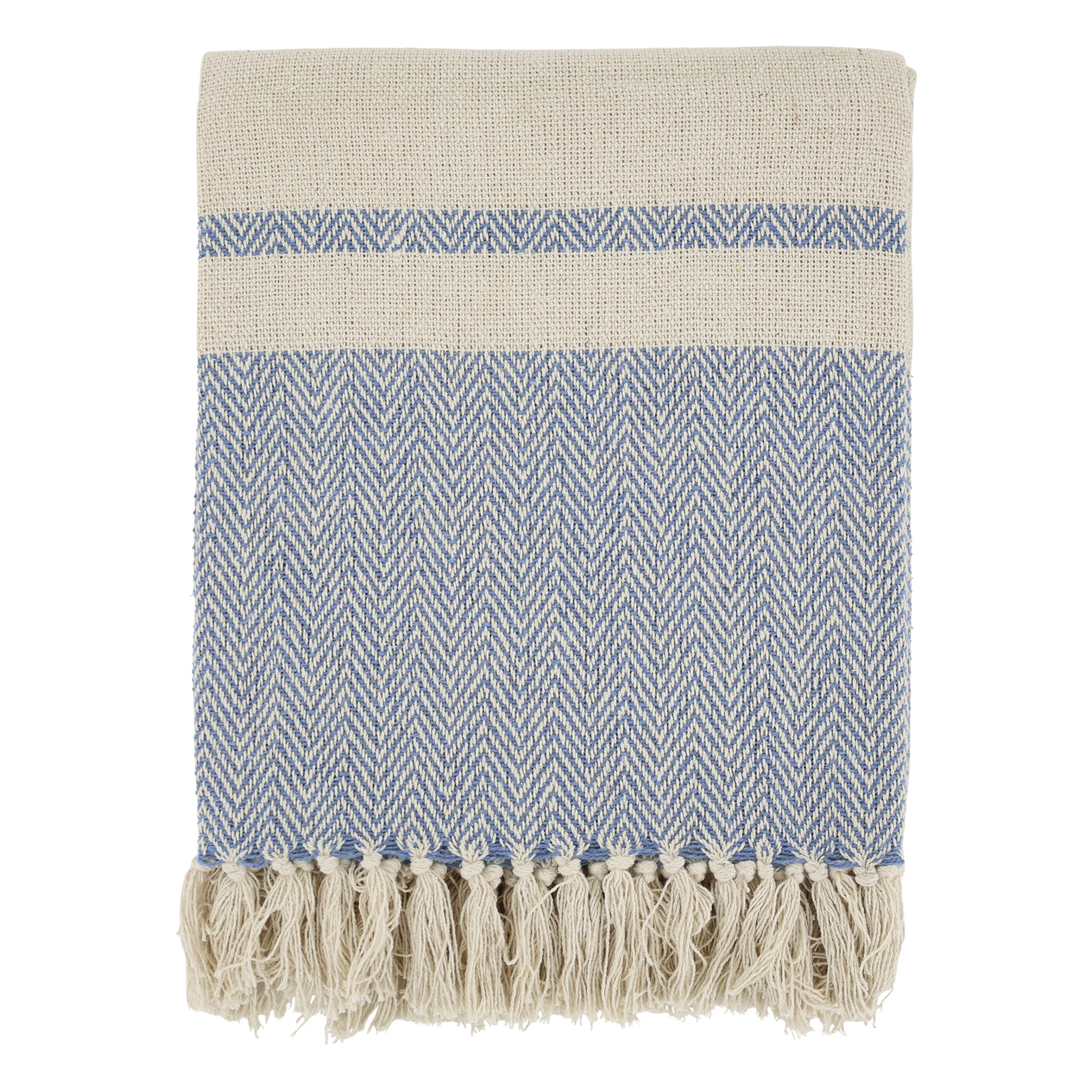 Chic Antique Aix Plaid Garnüberschuss Blau Creme – Skandinavische Gemütlichkeit, sky blue 