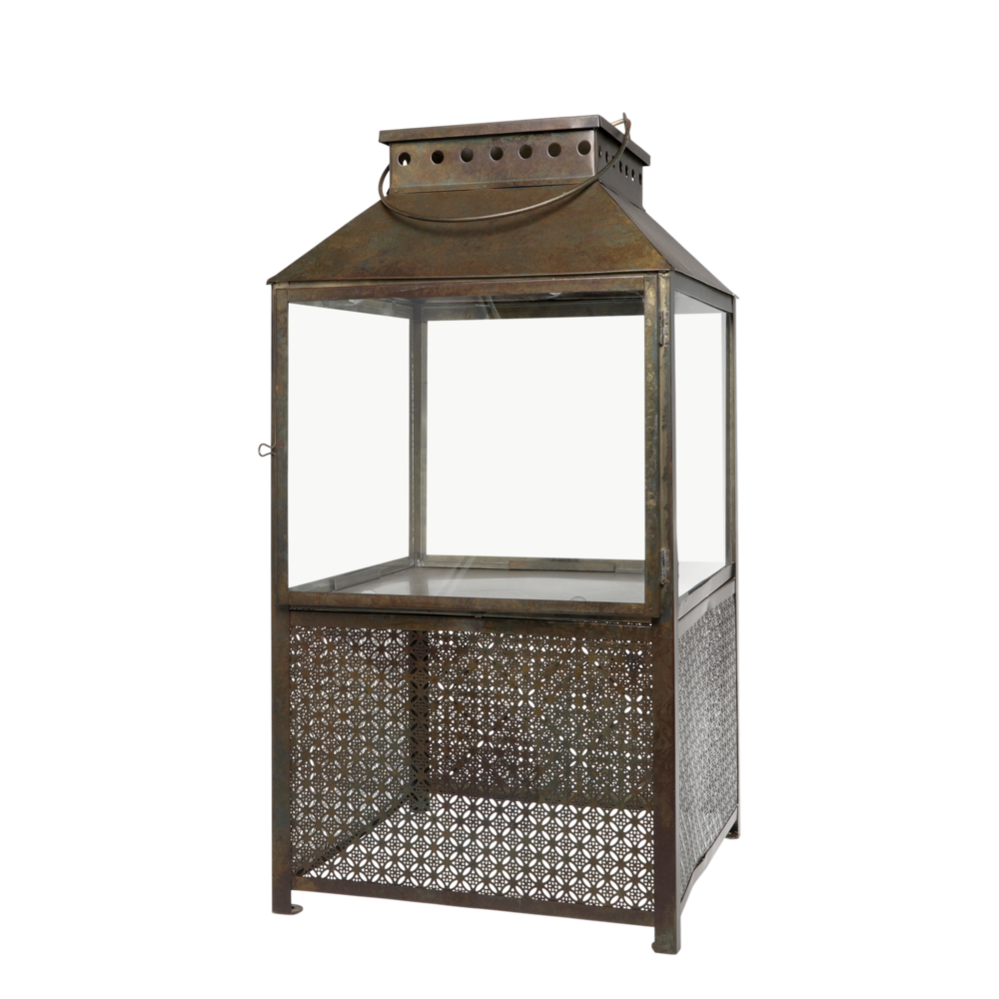 Laterne mit Muster, antique messing Höhe 63, Länge: 34, Breite: 34 cm