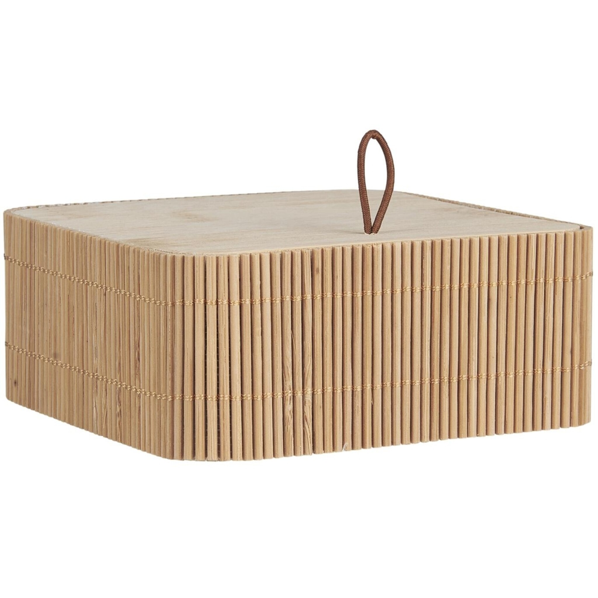 Kleine Schachtel mit Deckel quadratisch aus Bambus, natur 