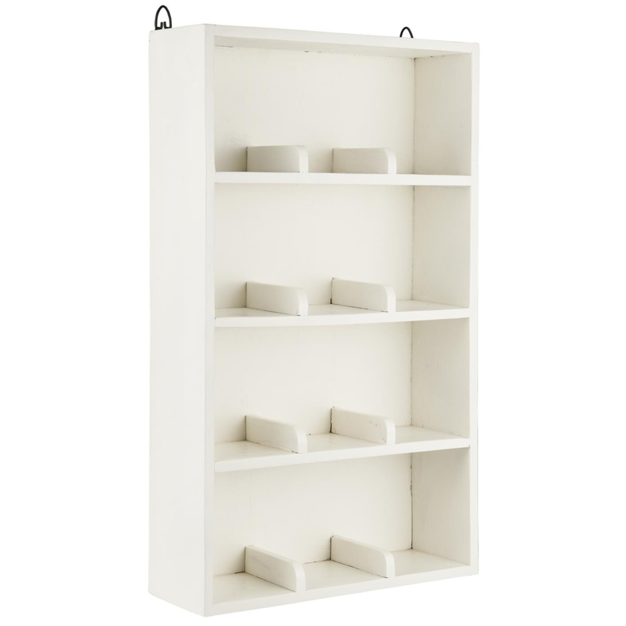Wandregal aus Holz mit 4 Ablagen und Fachteilern UNIKA, weiss 