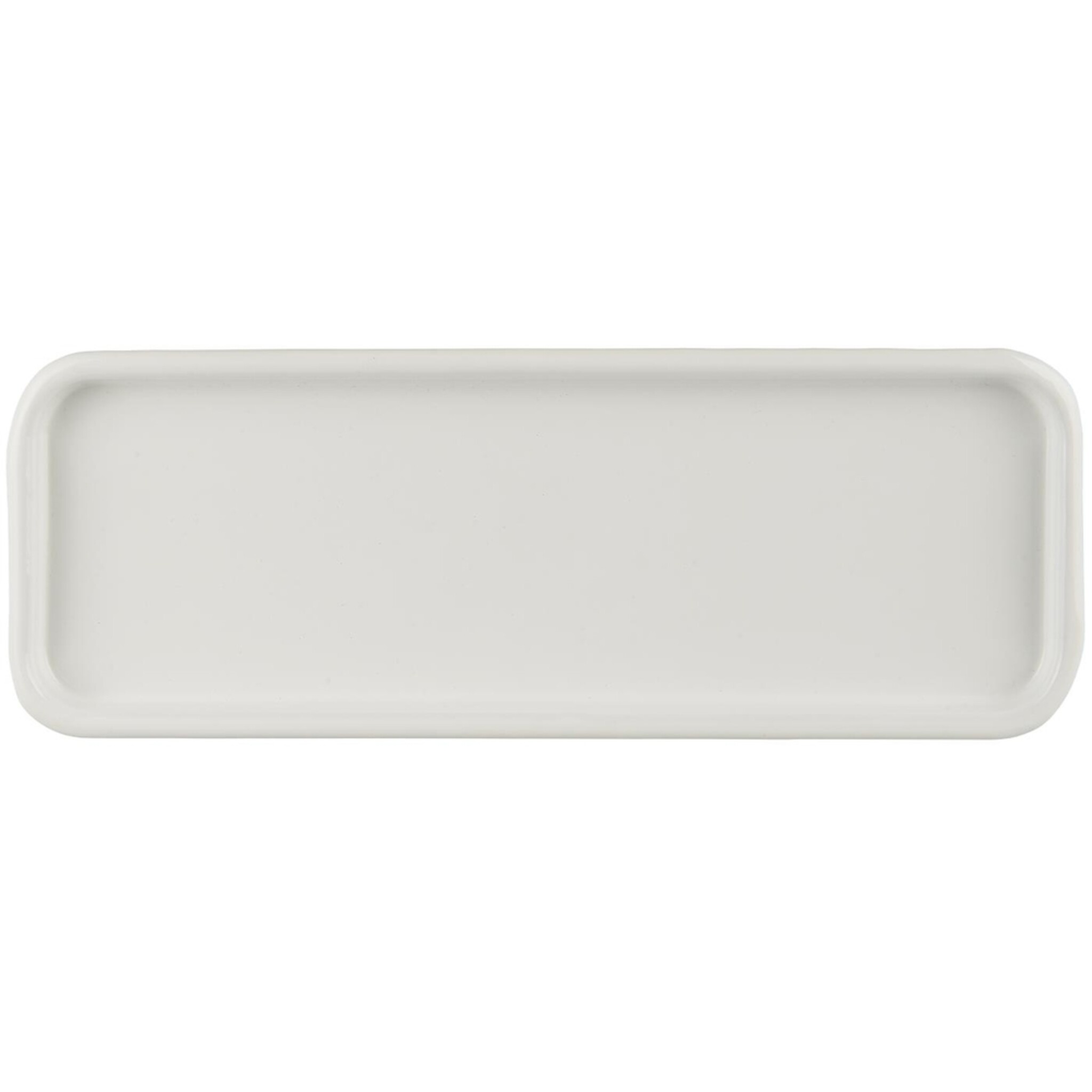 Tablett aus Emaille weiß mit weißer Kante, weiss 35 x 12,7 x 2 cm