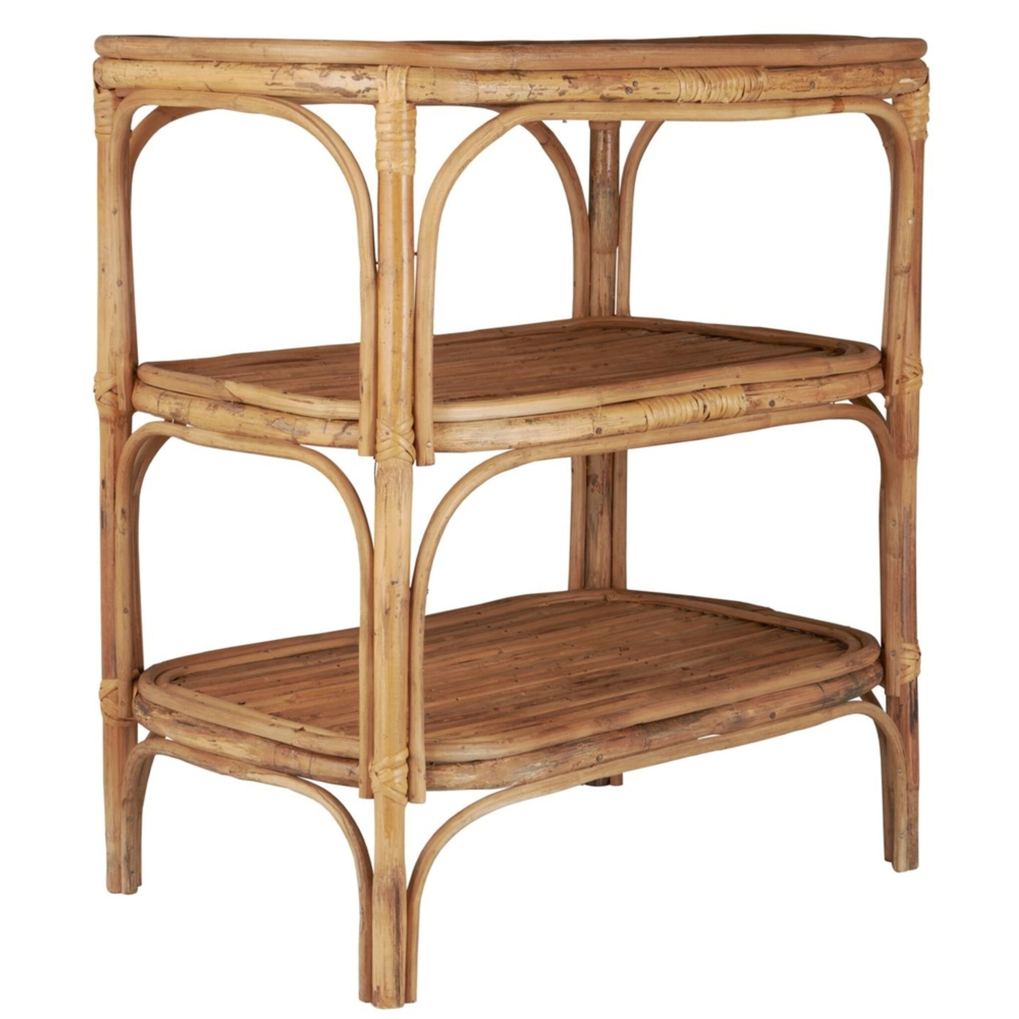 Beistelltisch mit 2 Ablagen Rattan Cane, natur 