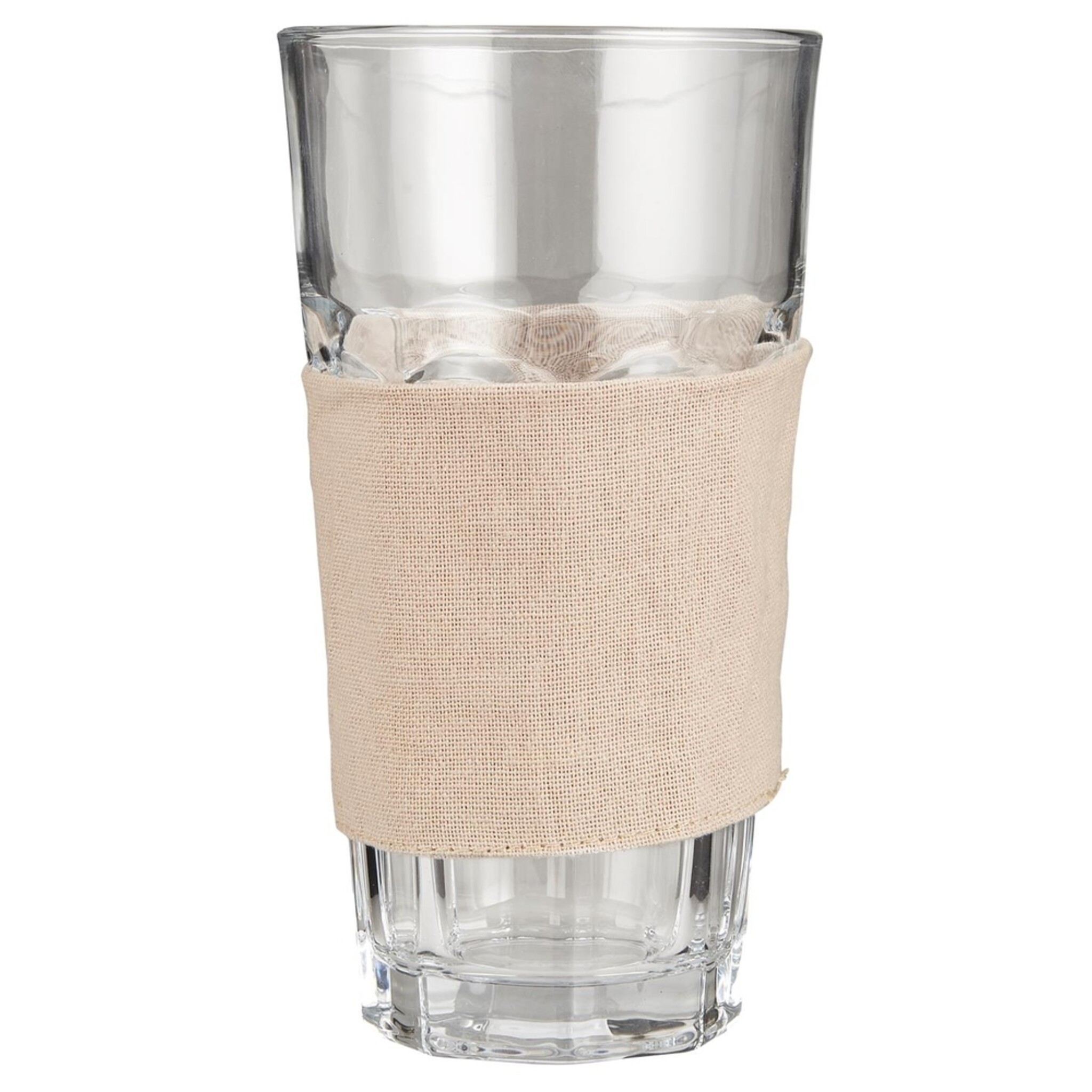 Hülle für Trinkglas, Baumwolle, beige 