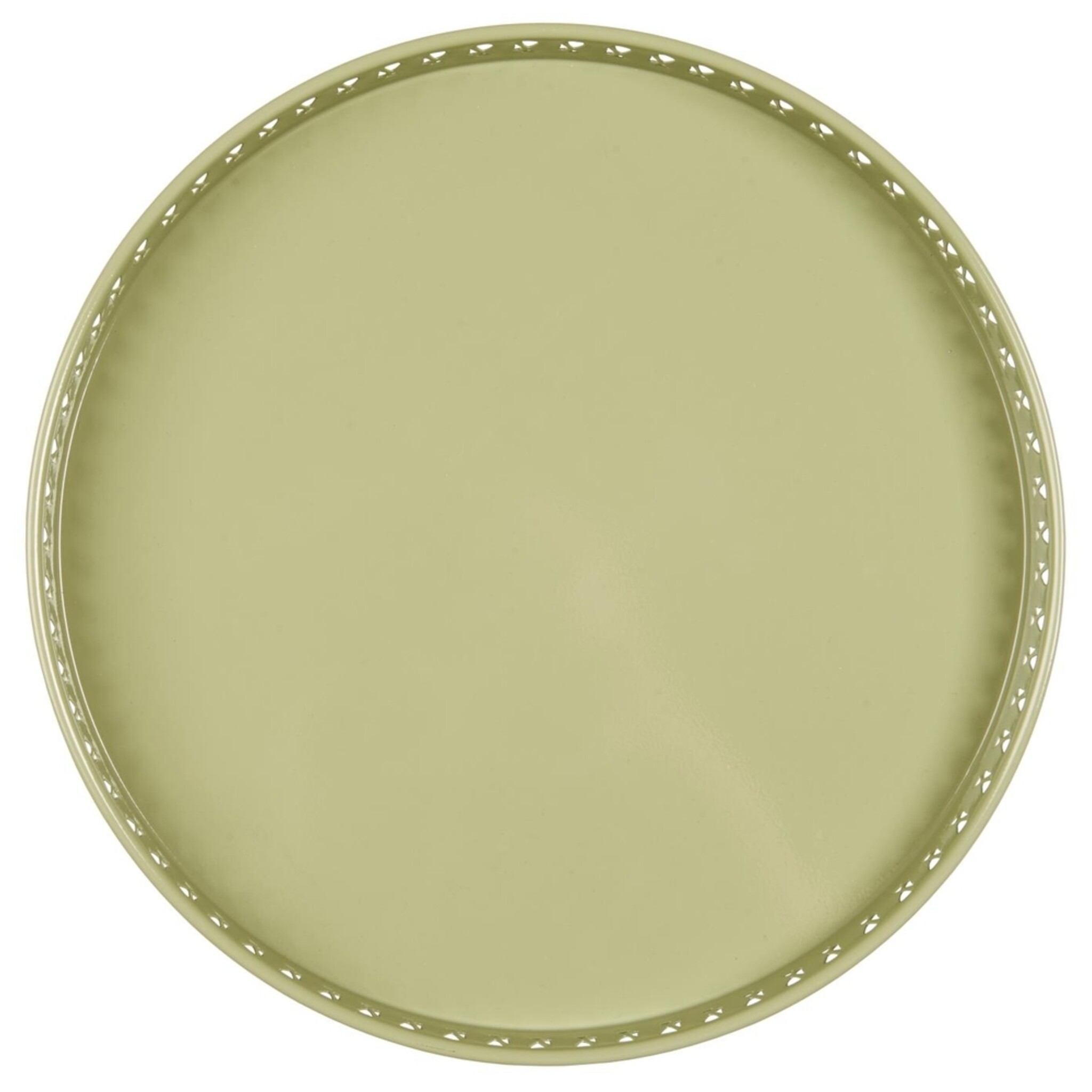 Metall Tablett mit gemusterter Kante, grün 