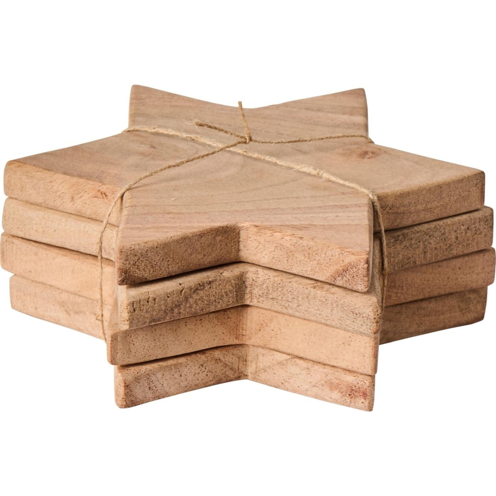 Untersetzer für Gläser sternförmig Akazienholz 4er-Set, natur 