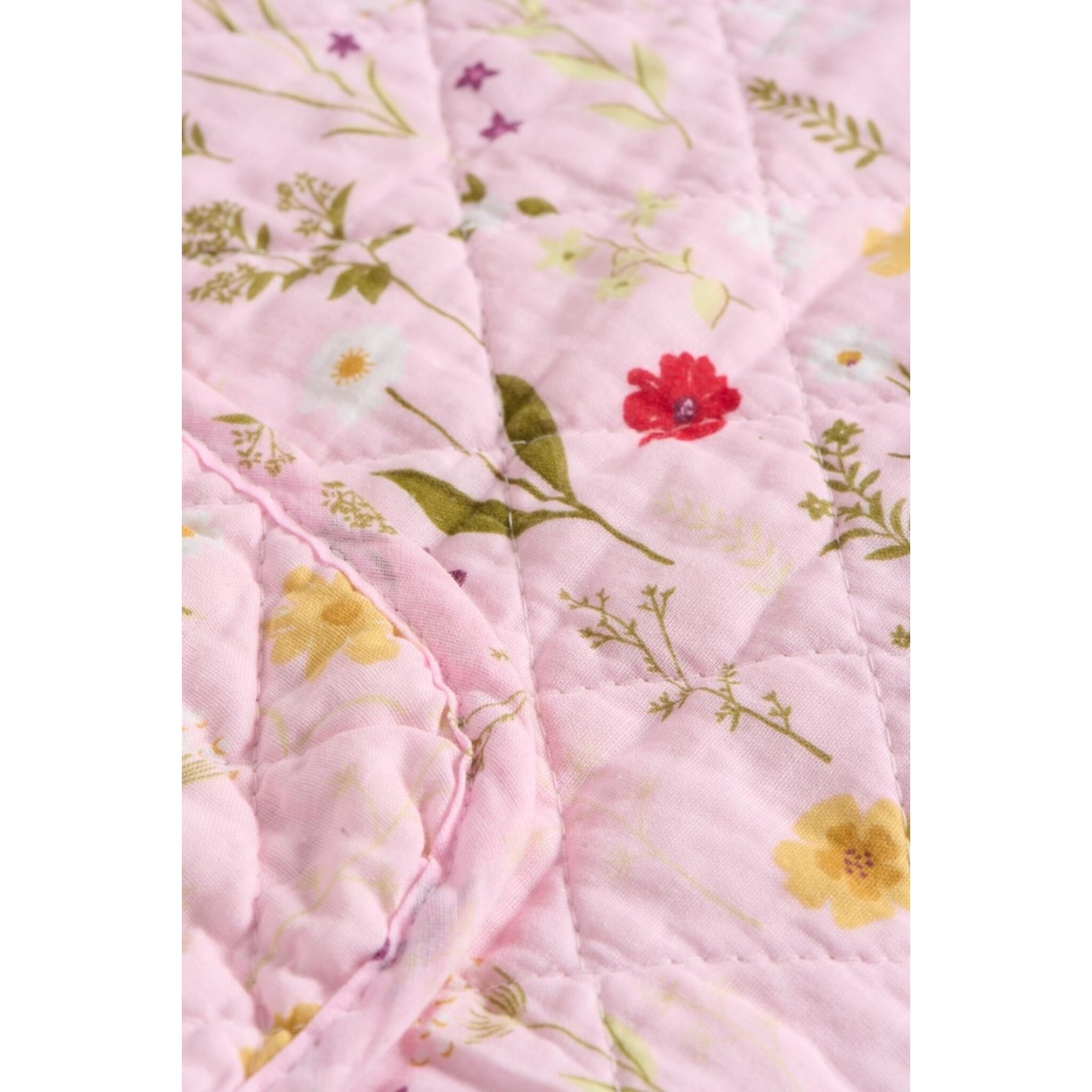 Quilt rosa mit Gartenblumen, rosa 