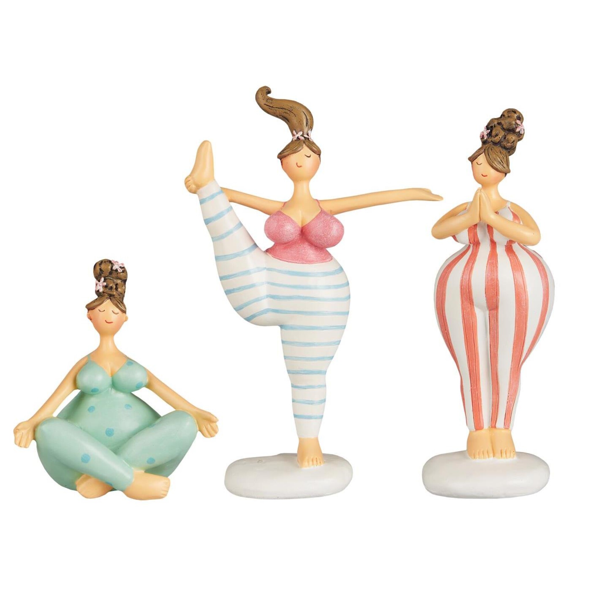 3 Damen Yoga-Position Dekor Figuren, pink 