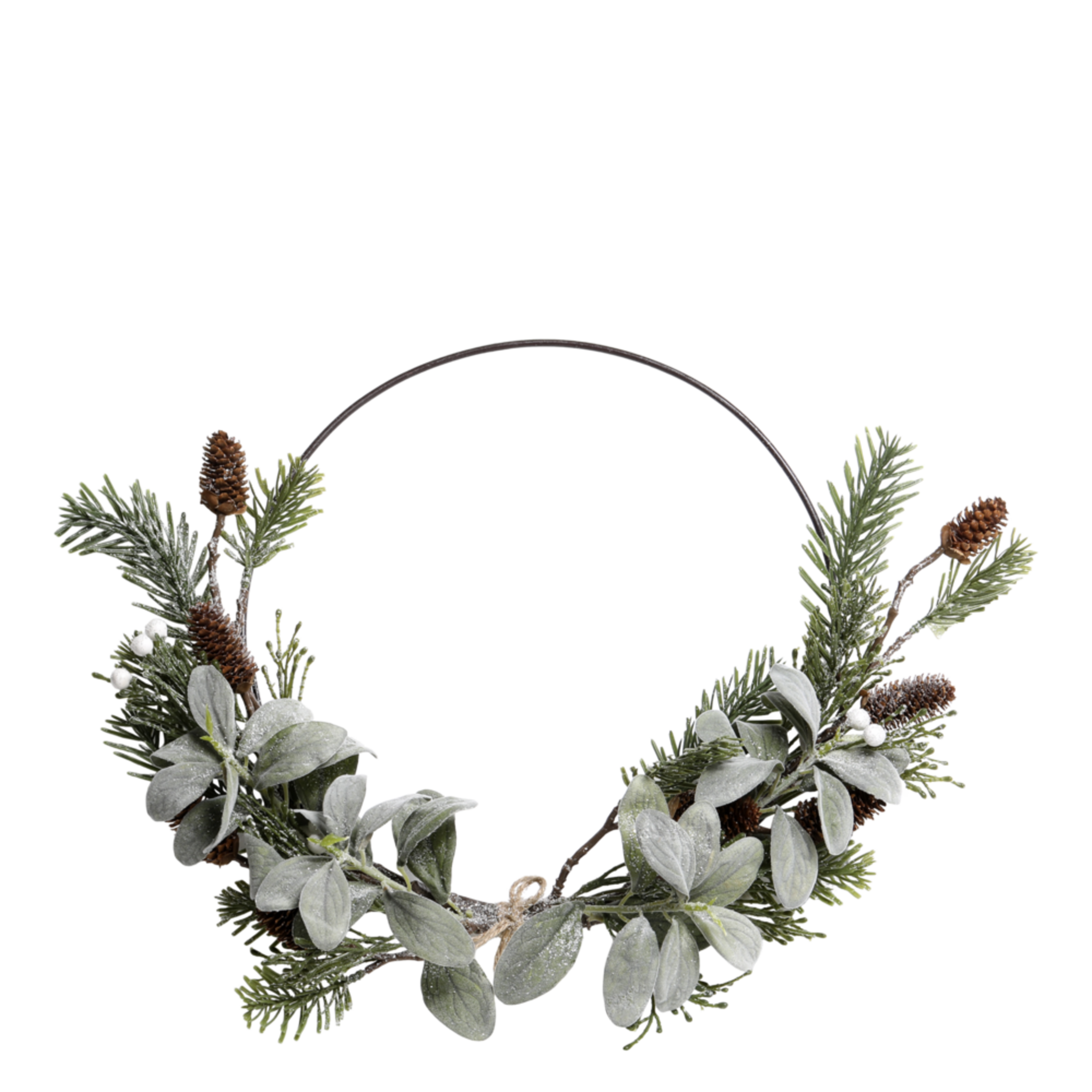 Künstlicher Fleur Kranz mit Wollziest und Beeren zum Aufhängen, grün