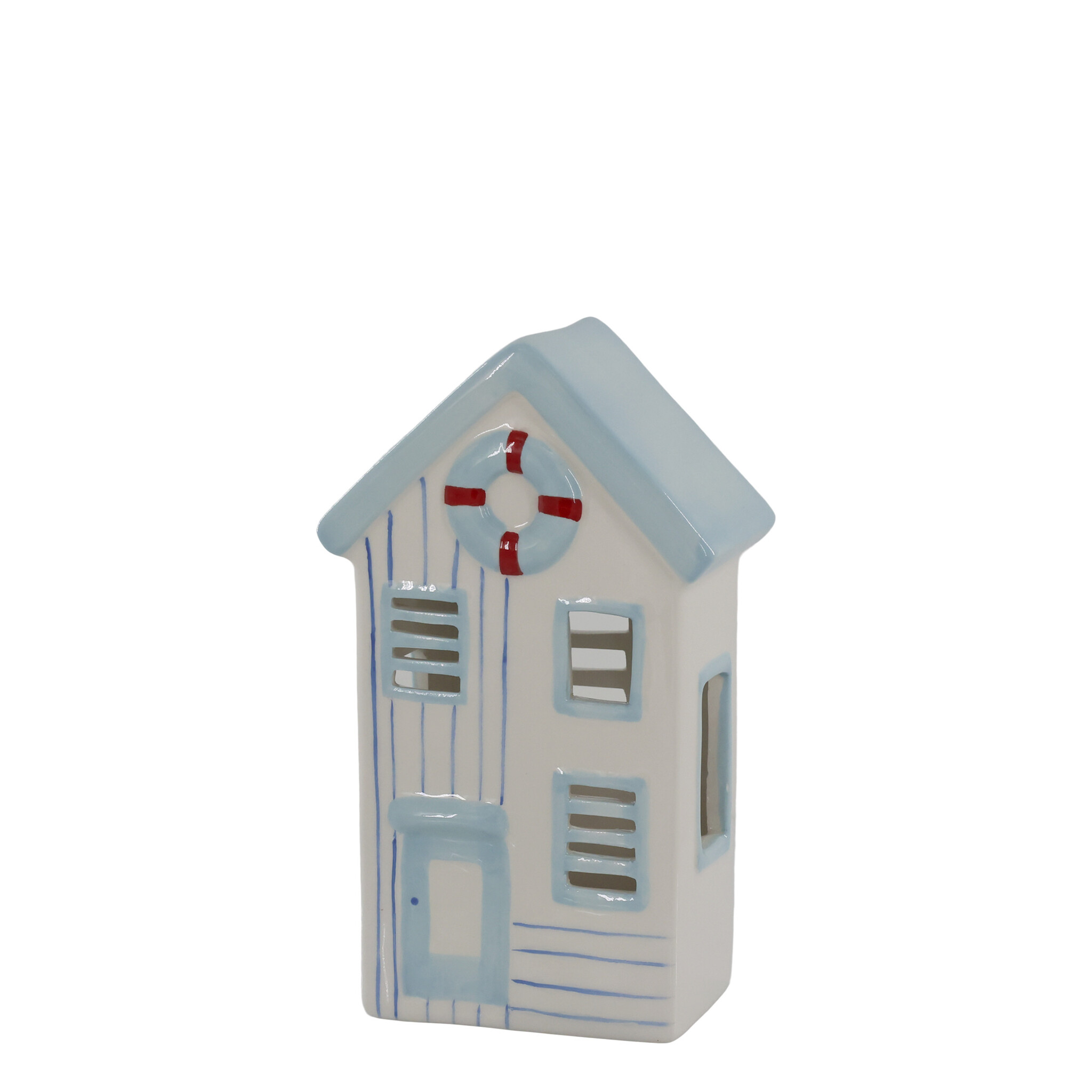 Chic Antique Keramik Strandhaus 3 – Maritimes Deko-Häuschen, sky blue 