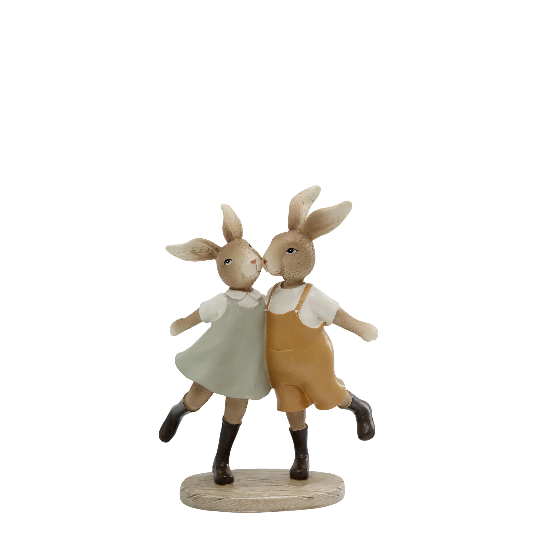 Kaninchenfigur mit Kleid & Hose, braun 