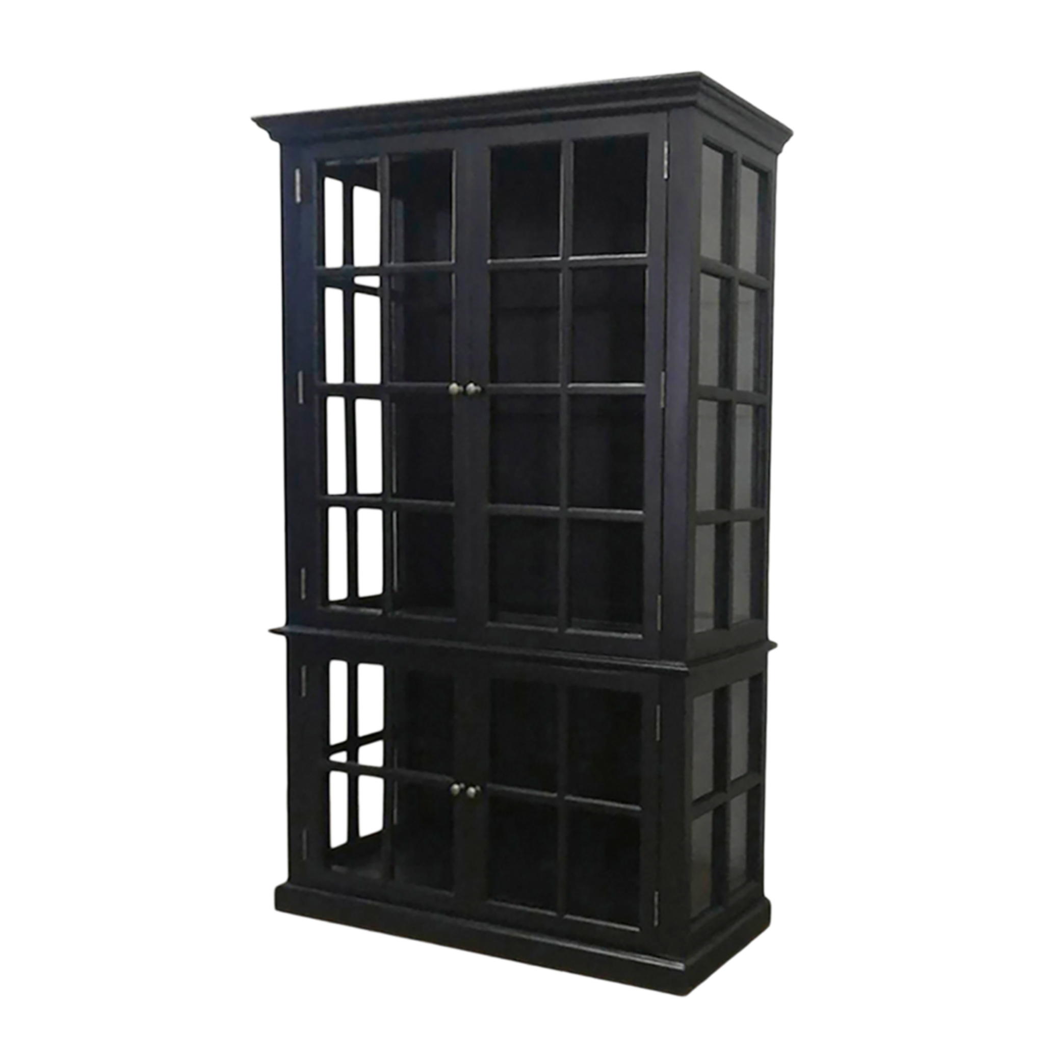 Chic Antique antiker Vitrinenschrank Marseille 4 Türen, schwarz 