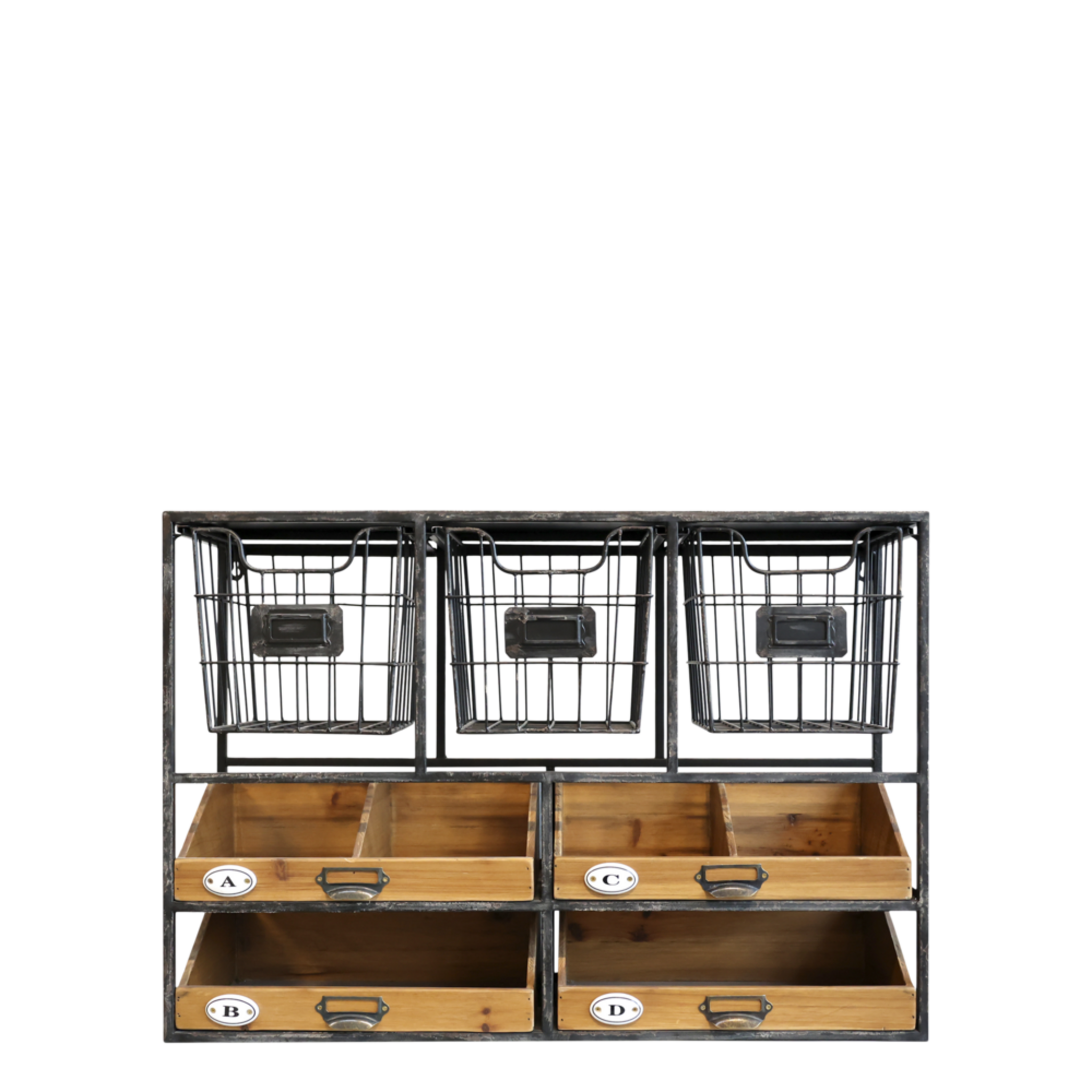 Chic Antique Wandregal mit Schubladen, schwarz 