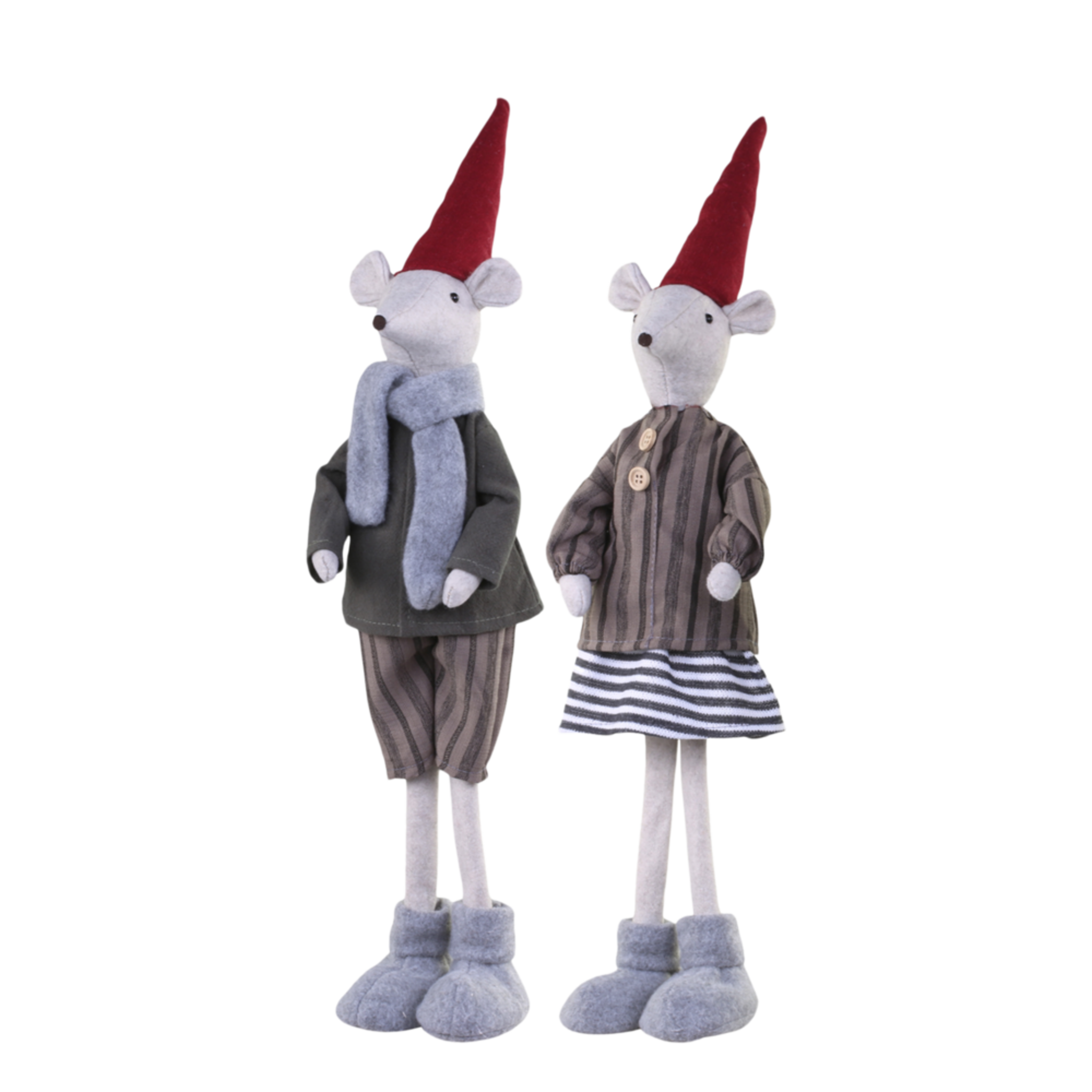 2 Weihnachtsmäuse stehend, grau Höhe 52cm