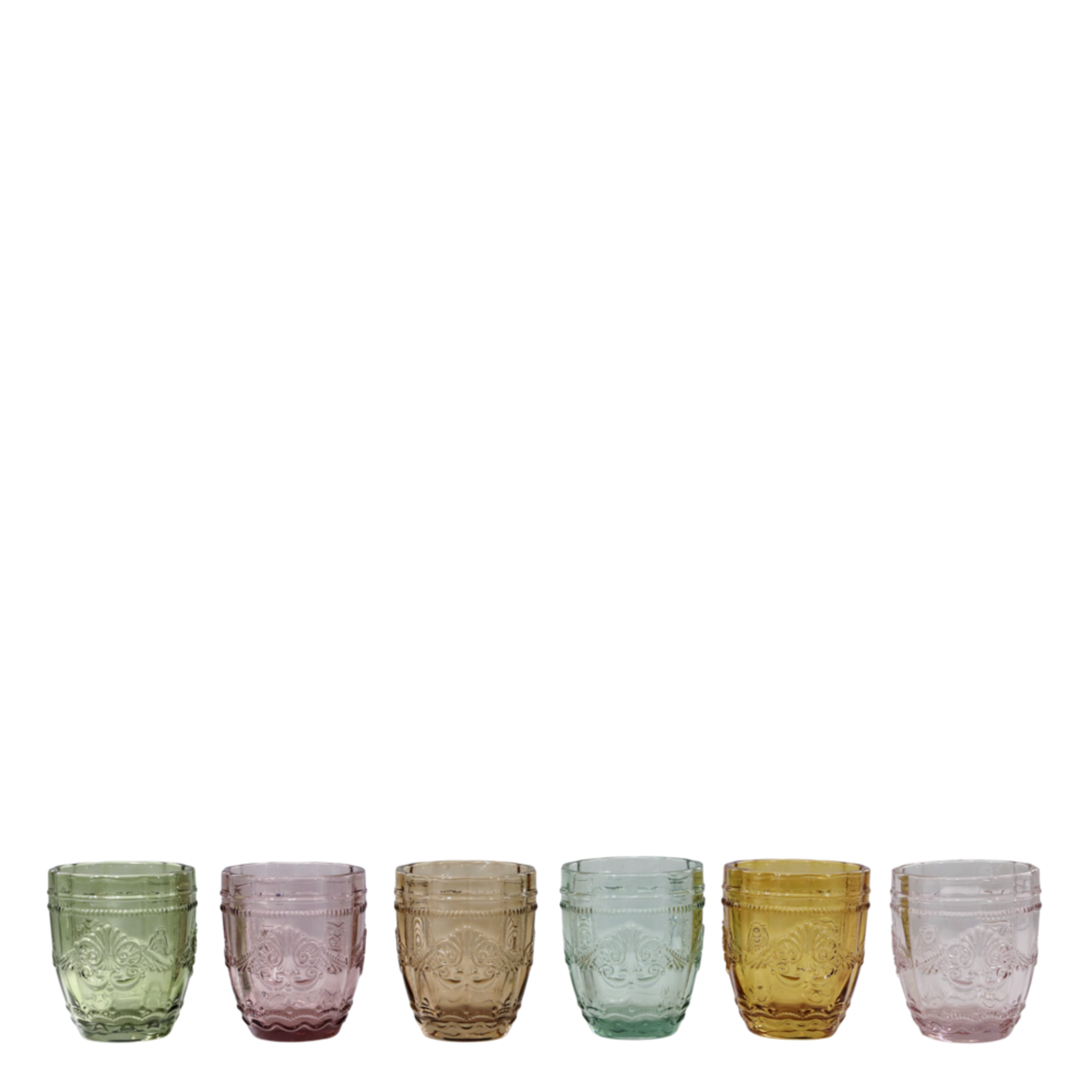 Trinkgläser 6er Saint Emilion mit Muster rund, diverse 