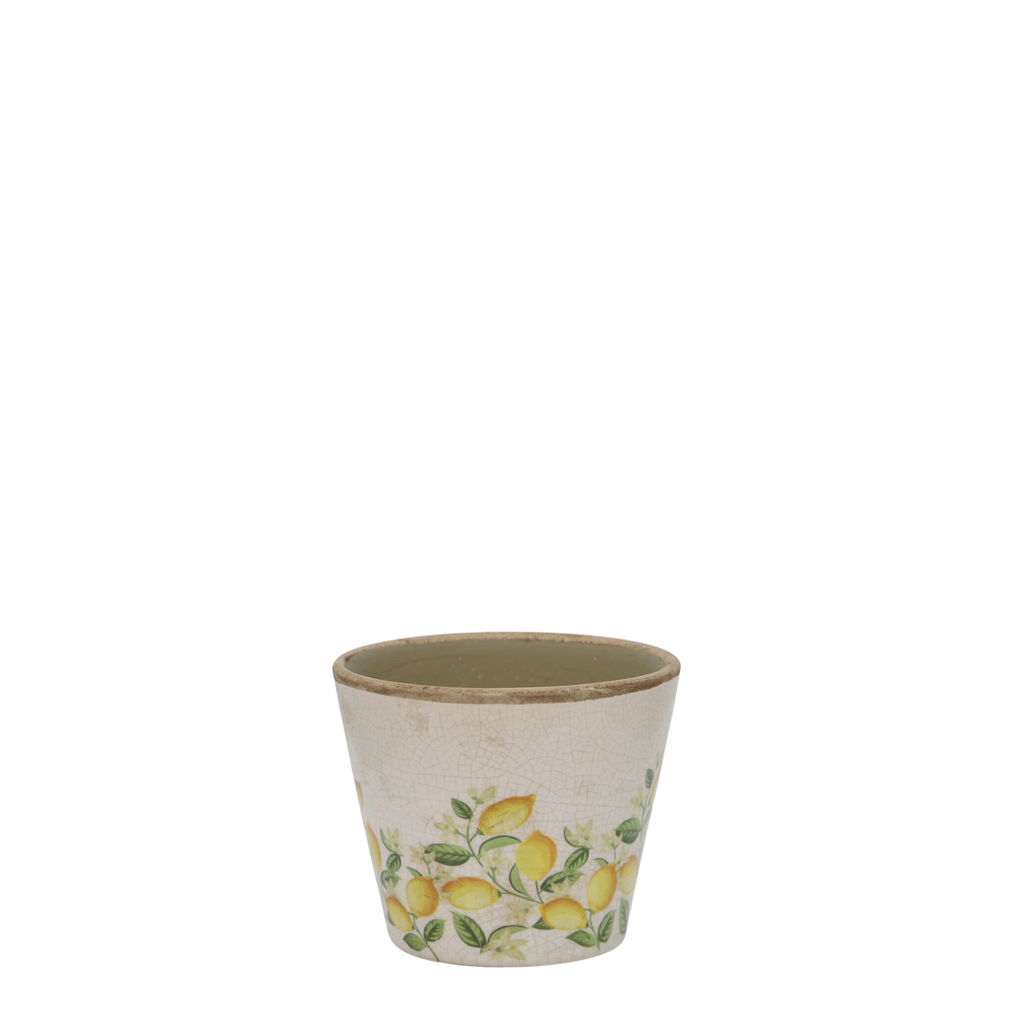 Übertopf Limone Blossom – Vintage Keramik mit Zitronenmotiv, creme 9,5 cm, Ø 11 cm