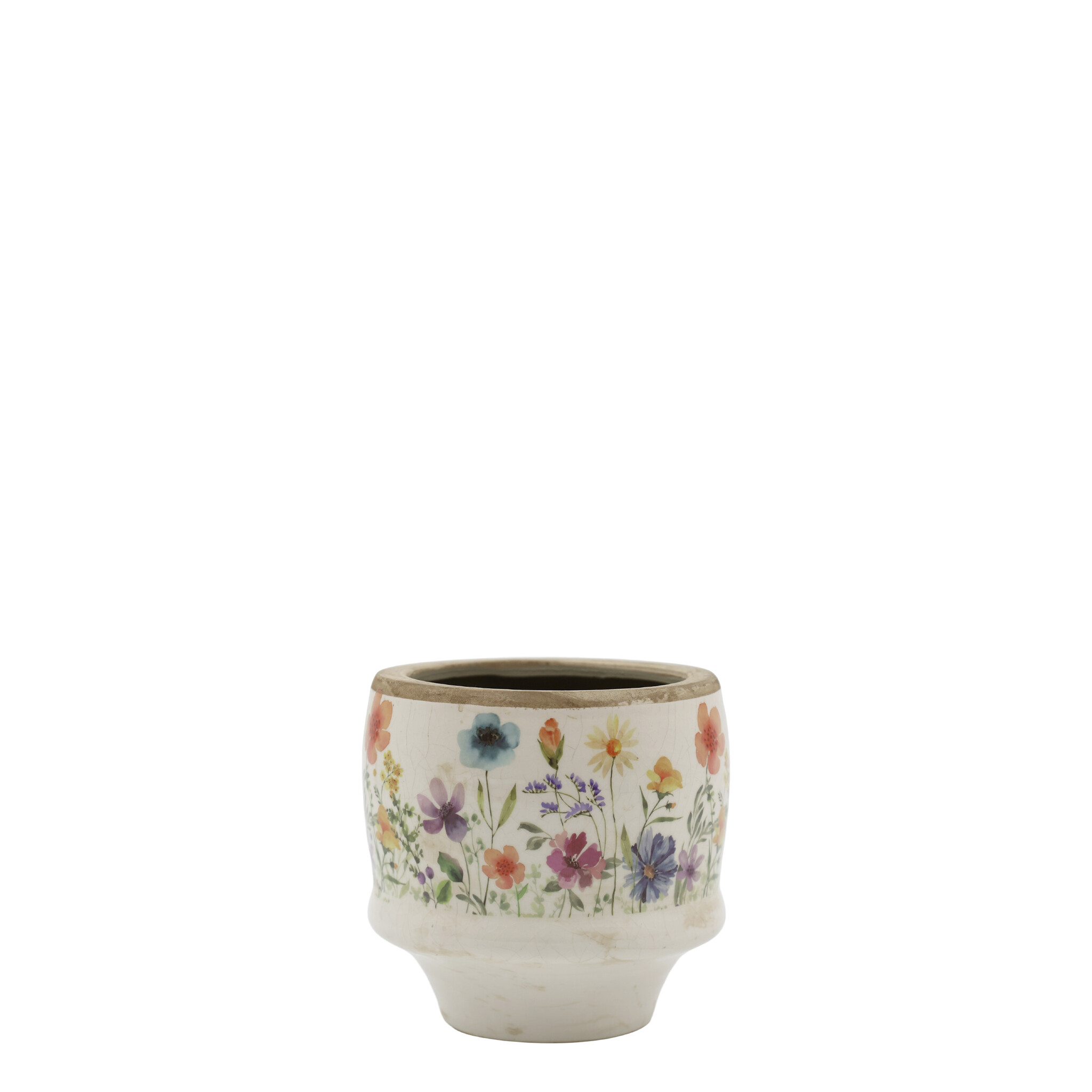 Fleurville Übertopf – Vintage Keramik Blumentopf, creme 10 cm, Ø12 cm