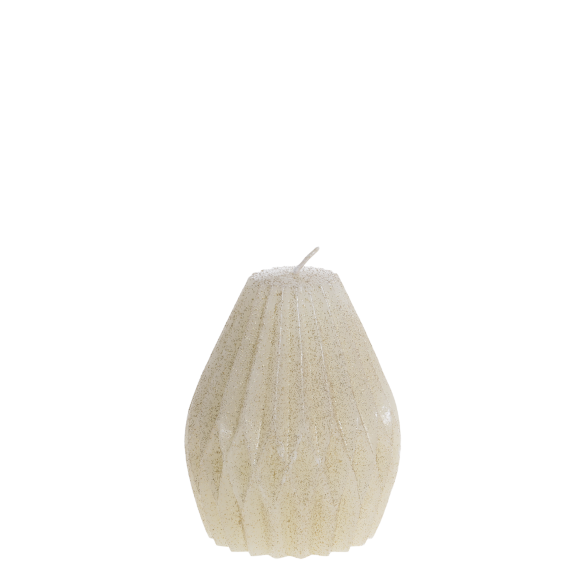 Stumpenkerze Diamant mit Glitzer, creme Höhe 12, Ø 10 cm