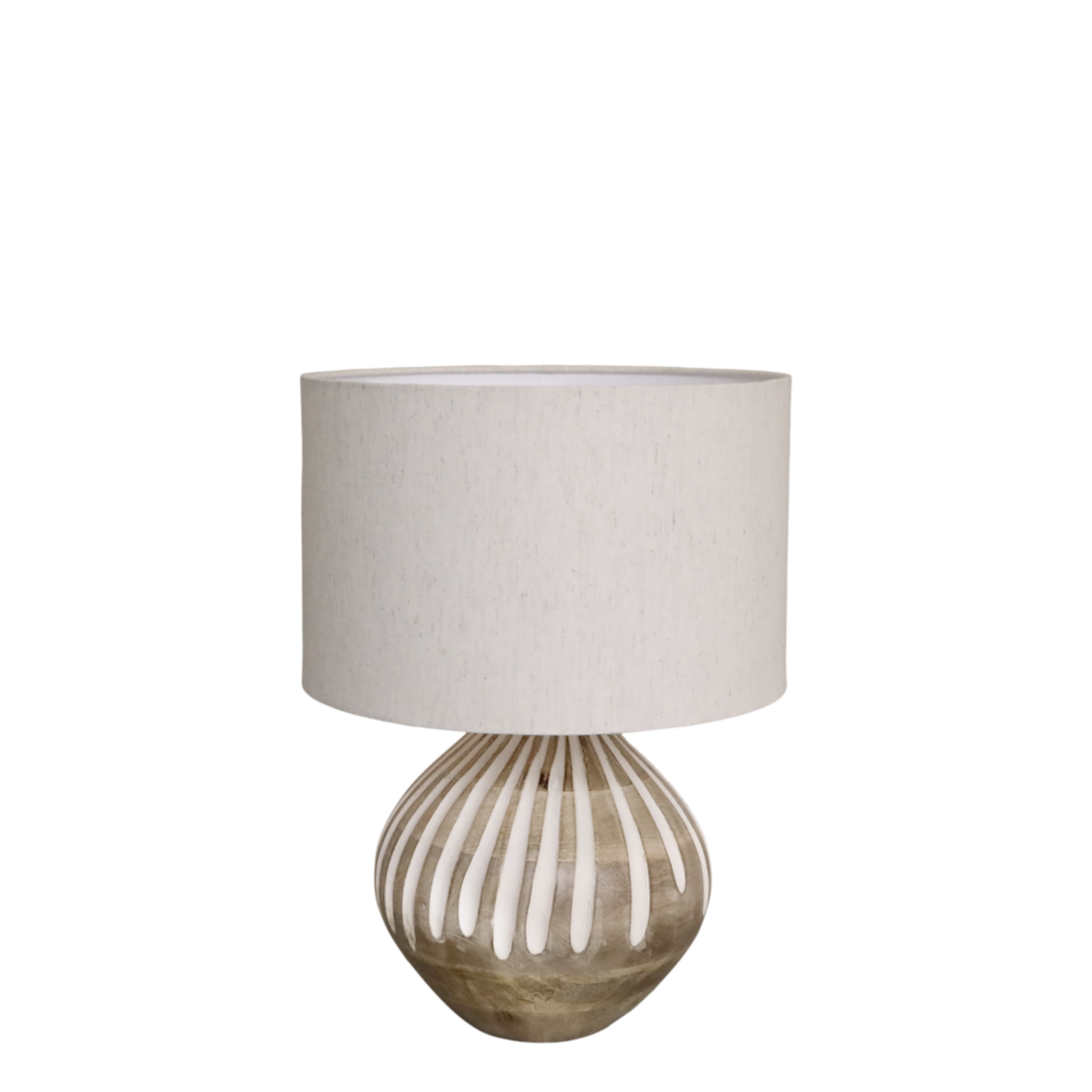 Tischlampe mit Muster und Leinen Lampenschirm, natur 