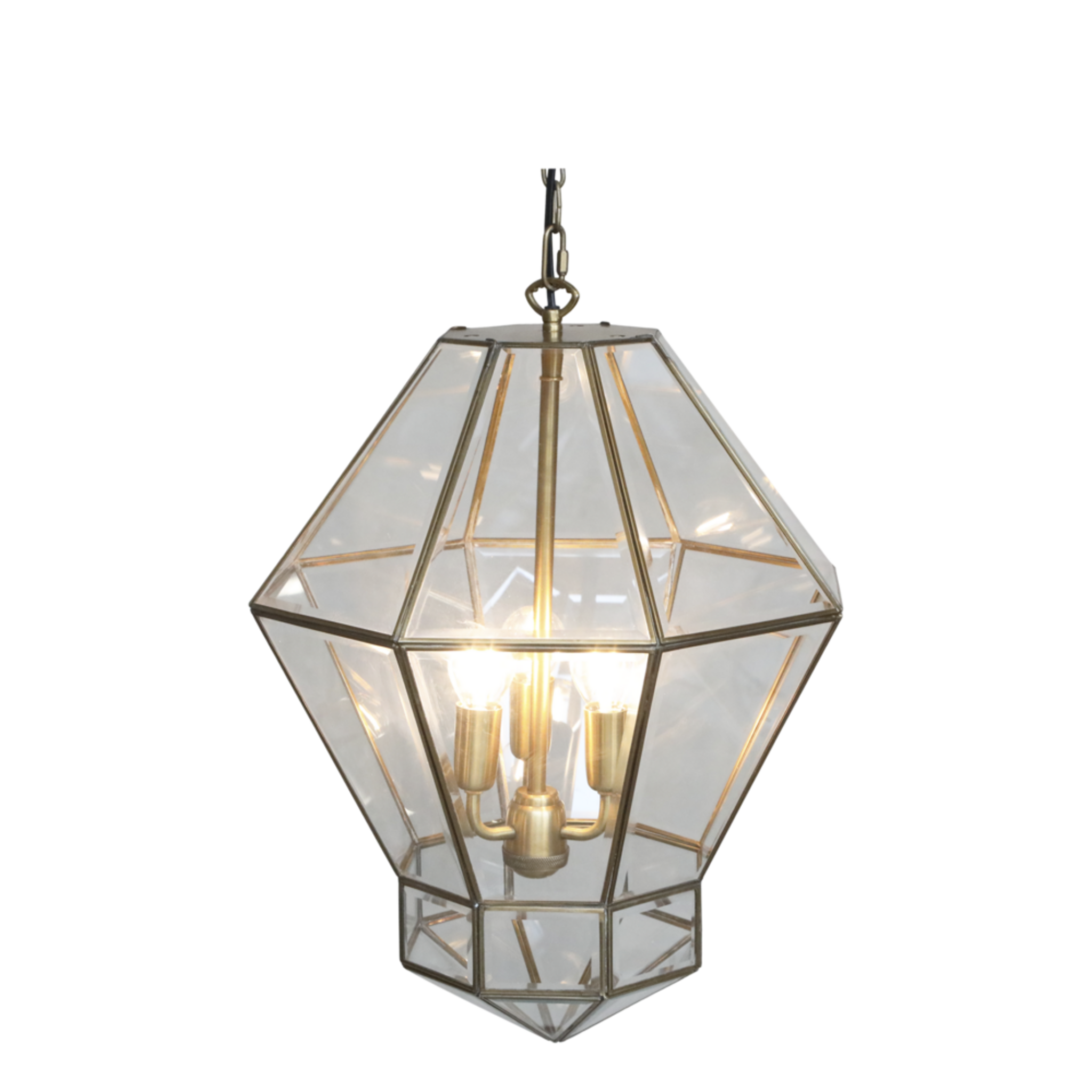 Kronleuchter Antik Messing mit Glas, antique messing 