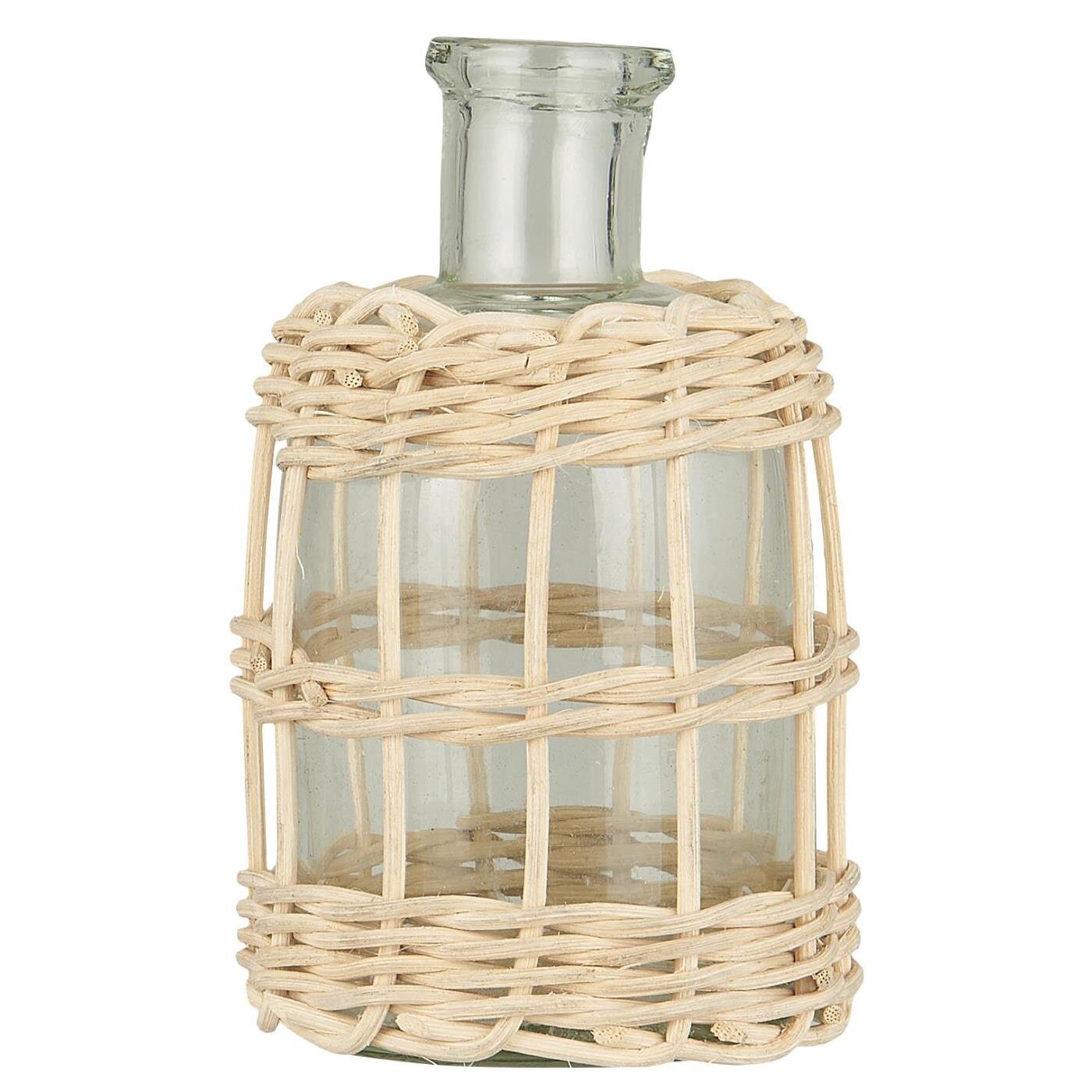 Apothekerglas mit Rattangeflecht, klar 13,5 cm, Ø 8 cm