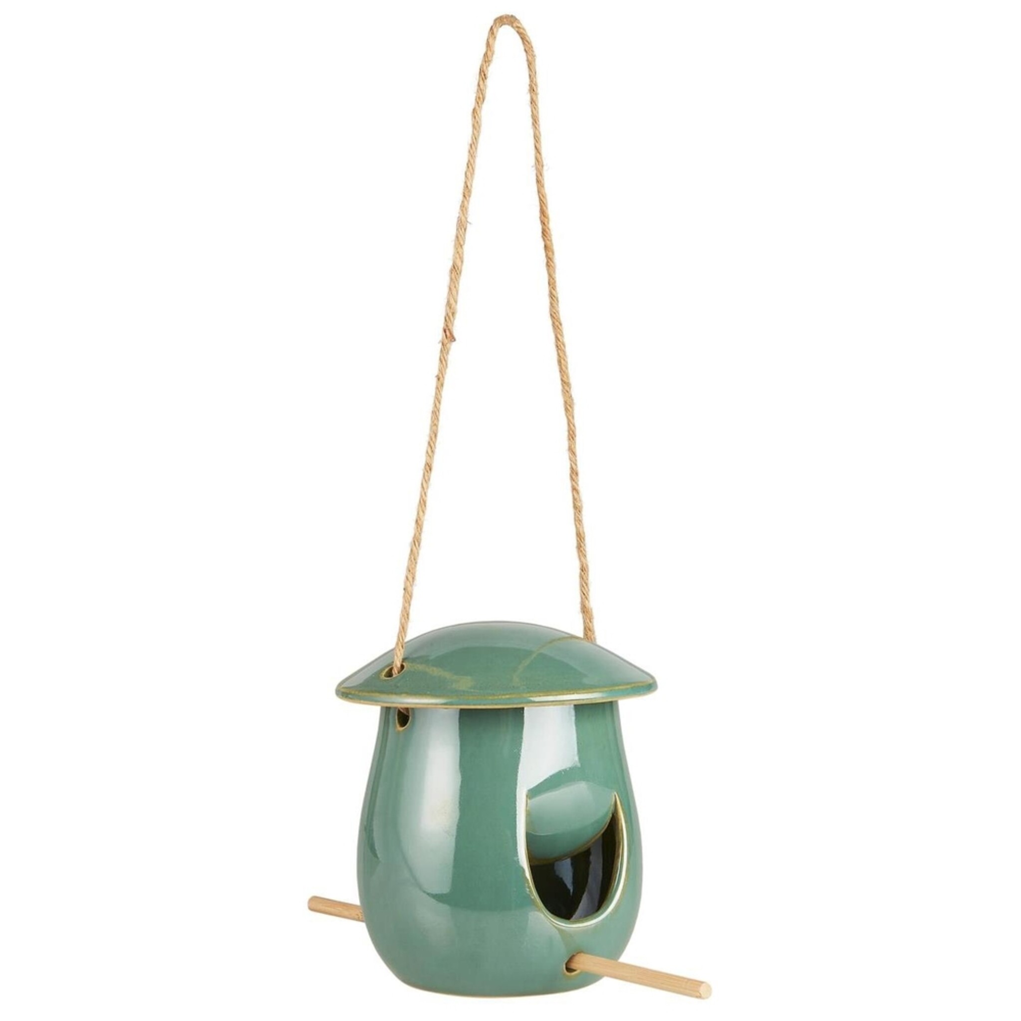 Keramik Vogelfutterhaus zum Aufhängen, petrol