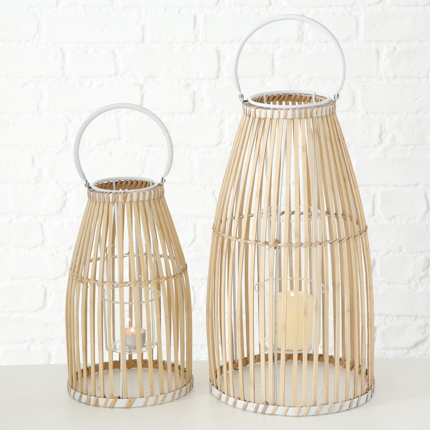 Bambus Windlicht Flint 2er, natur 