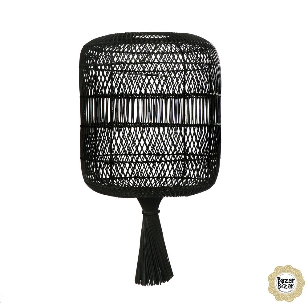 Rattan Stehlampe Dumpling, schwarz 40x40x70 cm