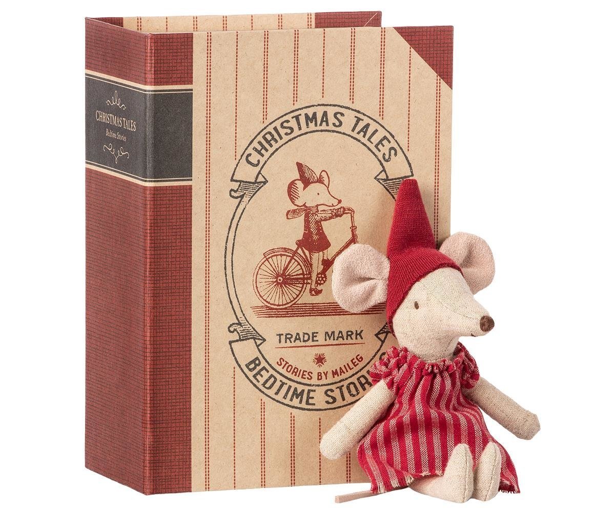 Big Sister Weihnachtsmaus aus einem Buch, rot 17 cm