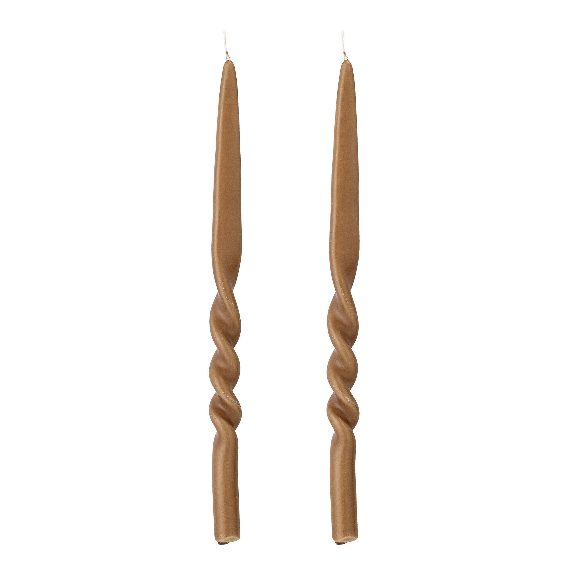 2er Set Kerze gedreht, braun 