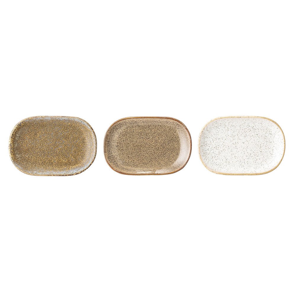 3er Set Teller Addison, beige L9,5 x B6,5 cm
