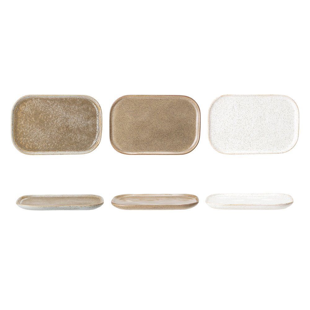 3er Set Teller Addison, beige 22,5 x 14,5 x 1,5 cm
