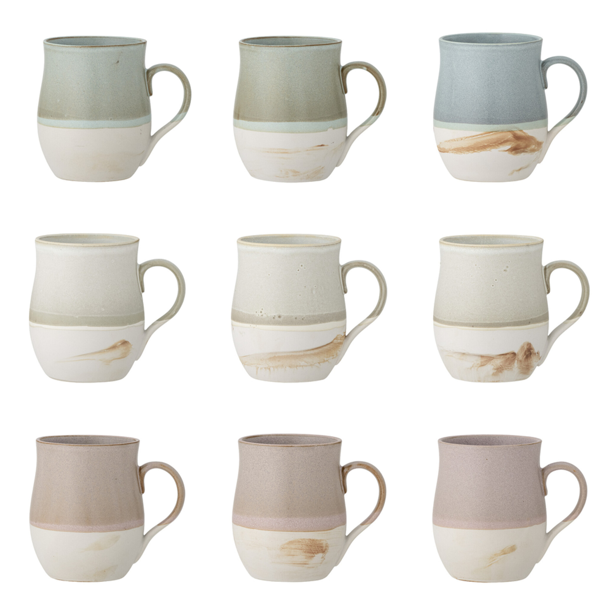 Ash Becher aus Steingut 3er, diverse 