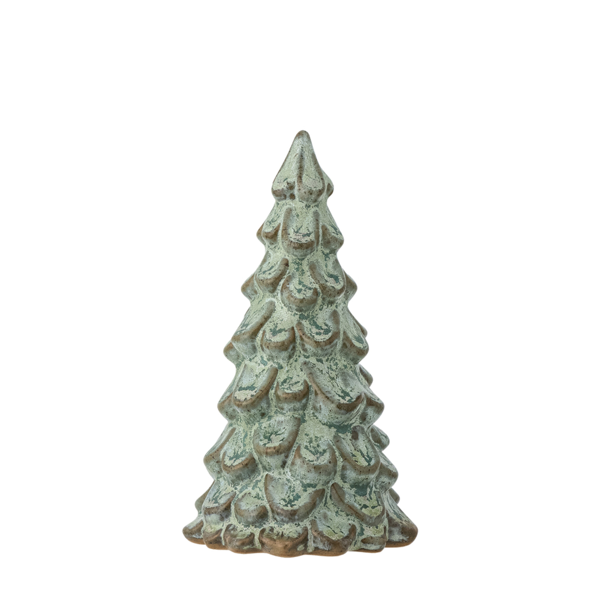 Auden Deko Weihnachtsbaum aus Steingut, grün Ø 8xH14 cm