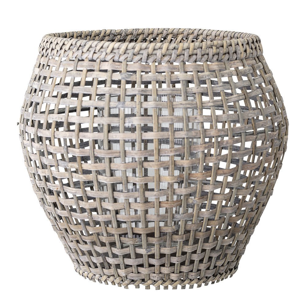 Bambus Laterne mit Glas, grau Ø 25 cm, Höhe 25 cm