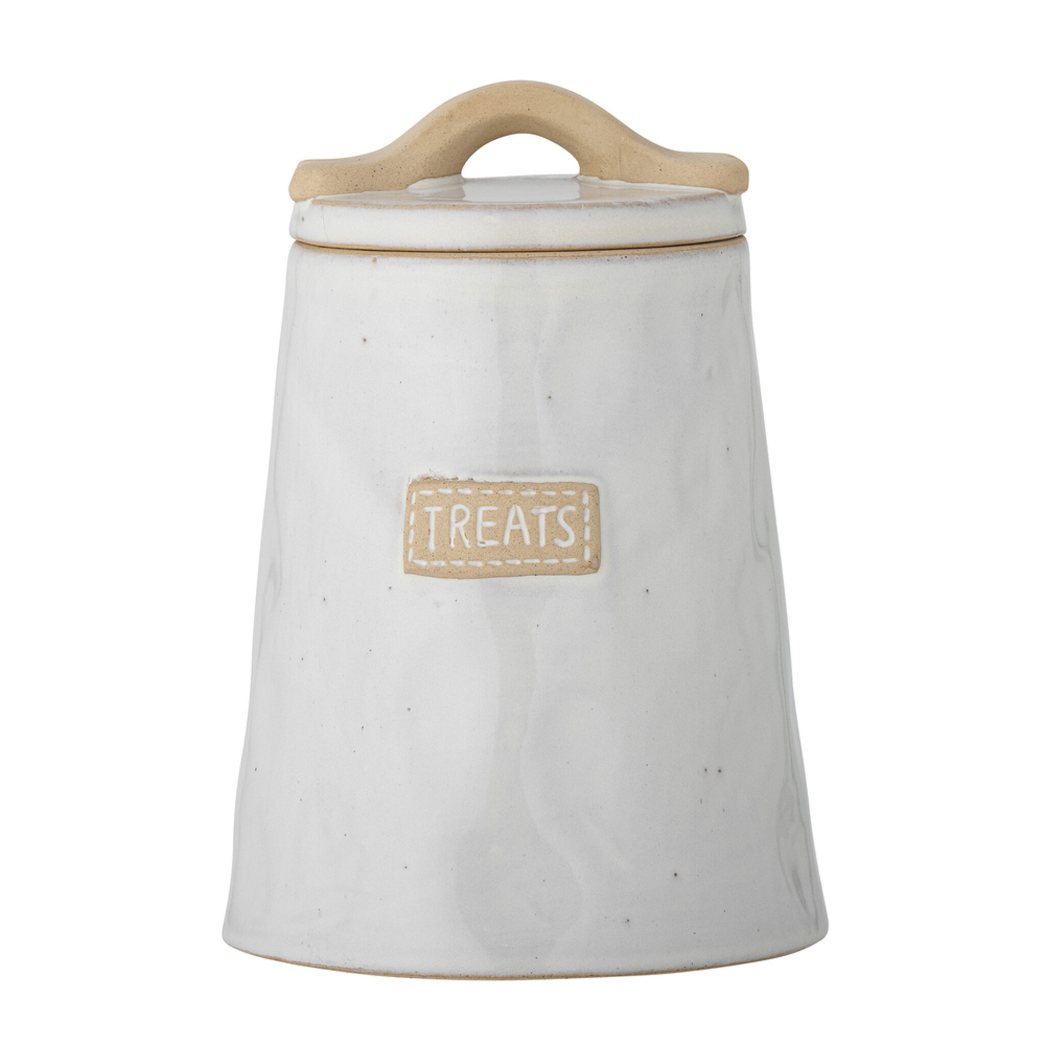 Bandit Leckerlidose mit Deckel aus Steingut, weiss 