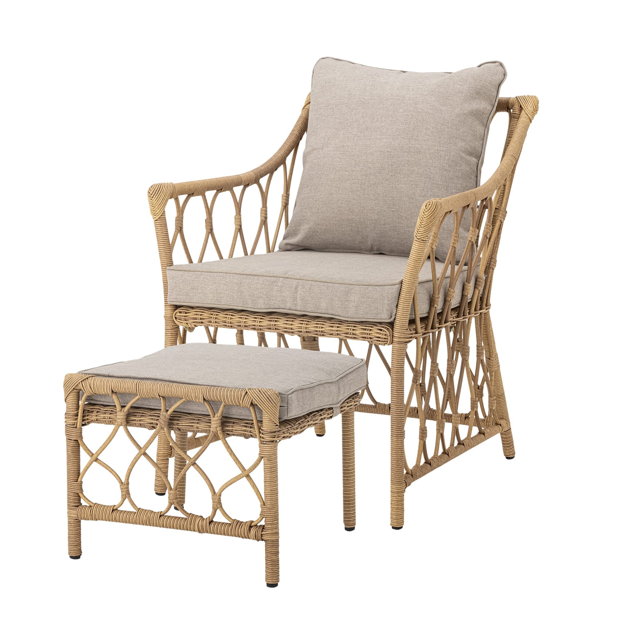 Belluce Loungesessel mit Hocker, natur 