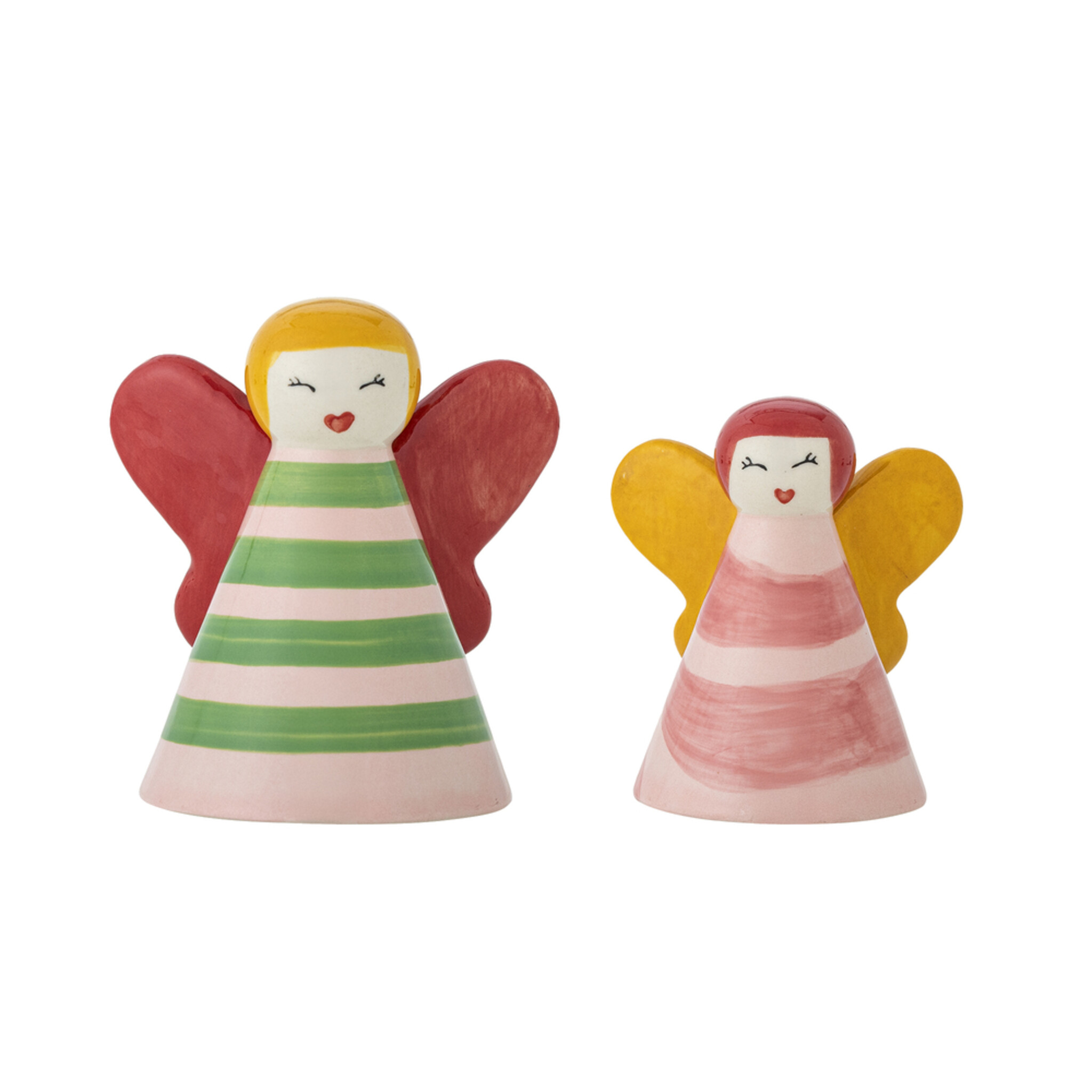 Caramella Deko Engel 2er, Aufsteller aus Steingut, rosa