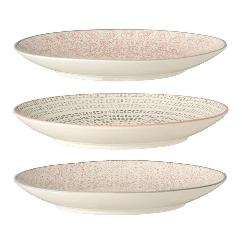 Cécile Teller klein, Rose, Steingut 3er-Ser, rose Ø 20 cm