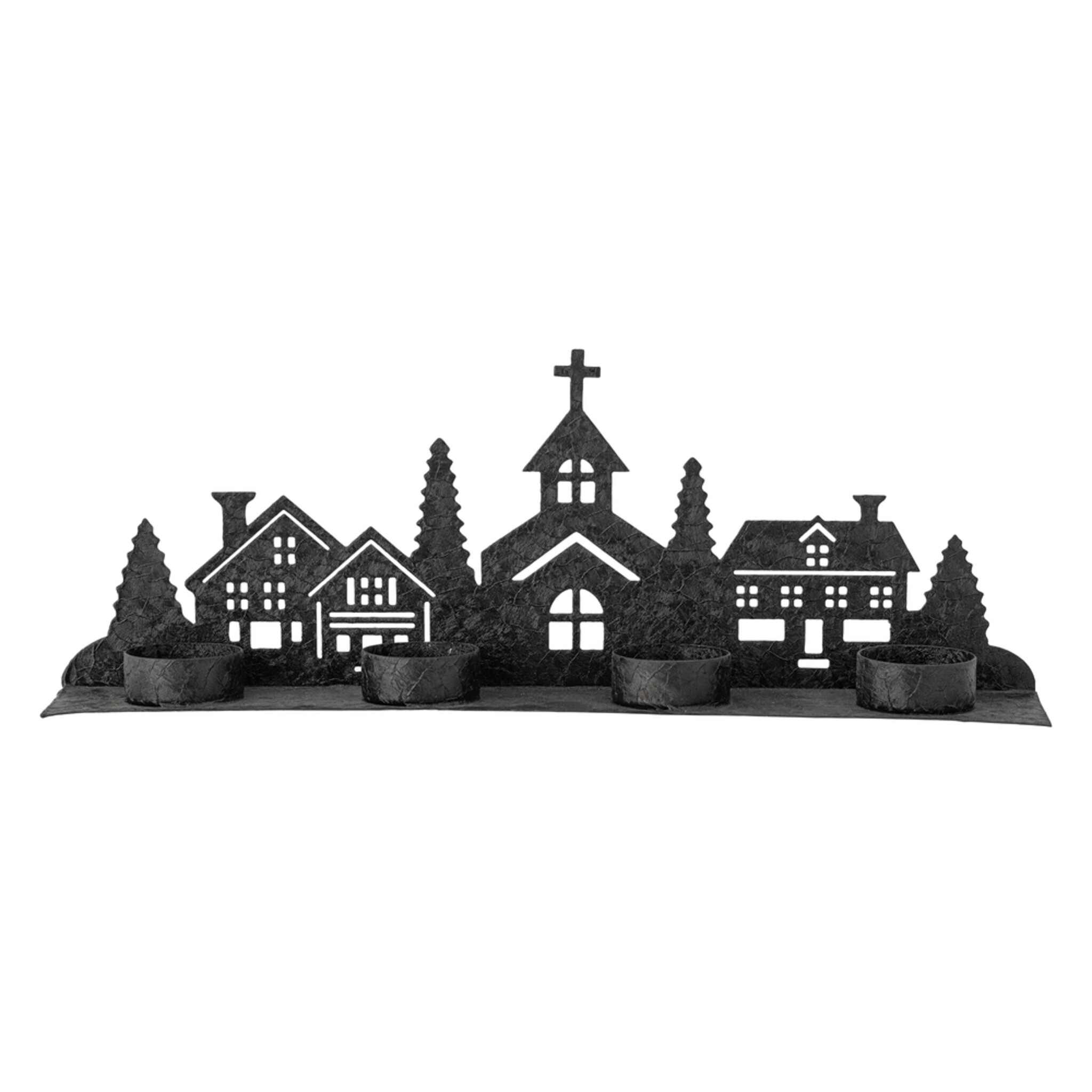 Cielo Teelichthalter, Weihnachtsdorf, schwarz 