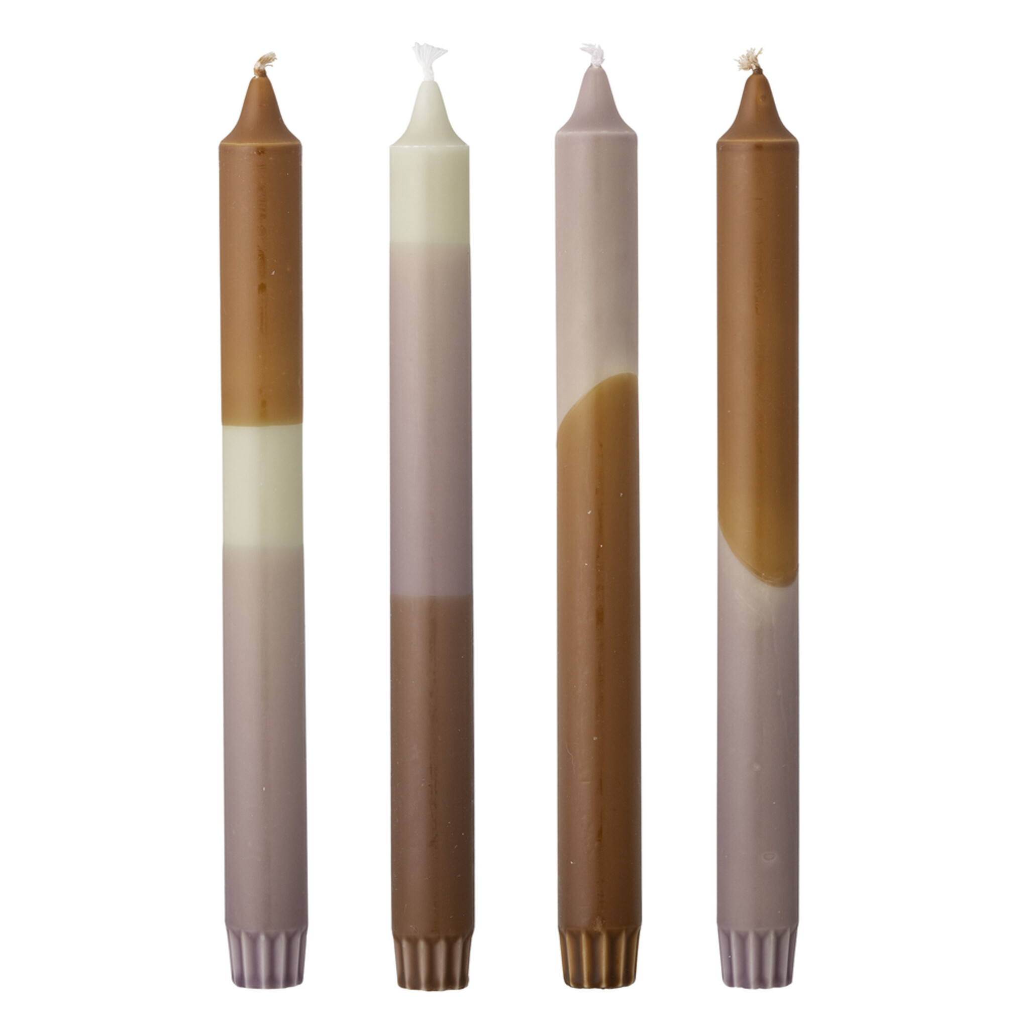 Dip Dye Stabkerzen, 4er, braun 