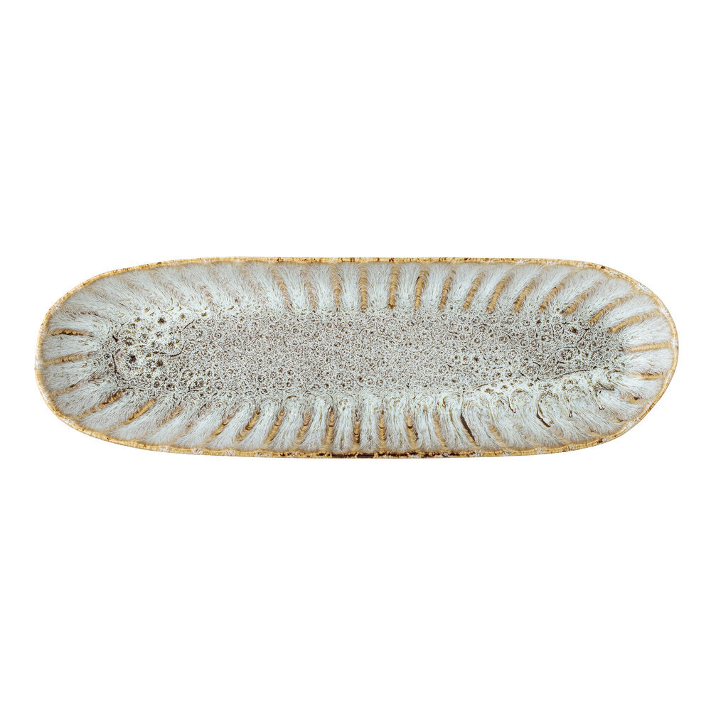 Fleur Servierplatte, Natur, Steingut, blau 37,5 x 4 x 12 cm