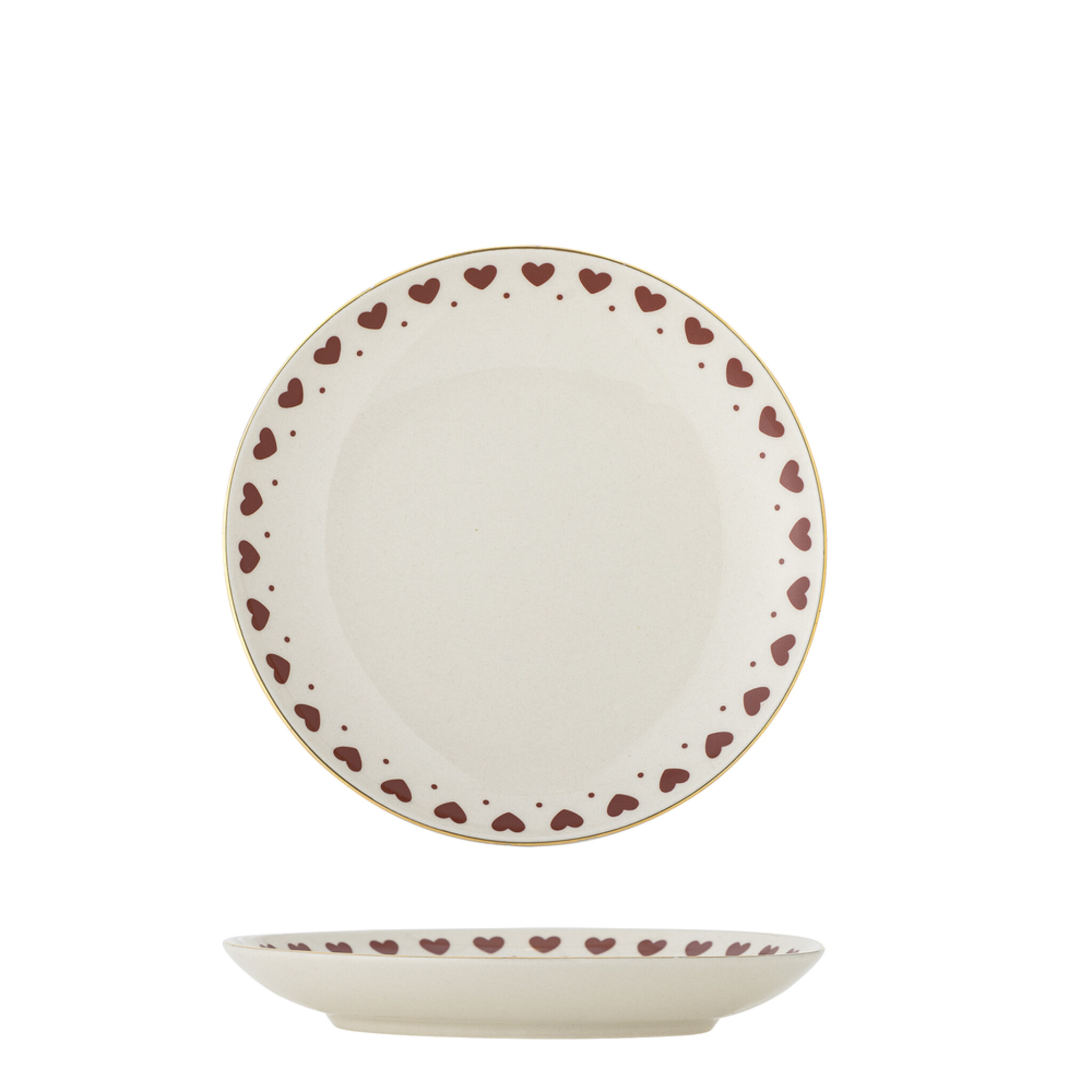 Jolly Teller, Rote Herzen, Steingut, rot Ø 16xH3 cm