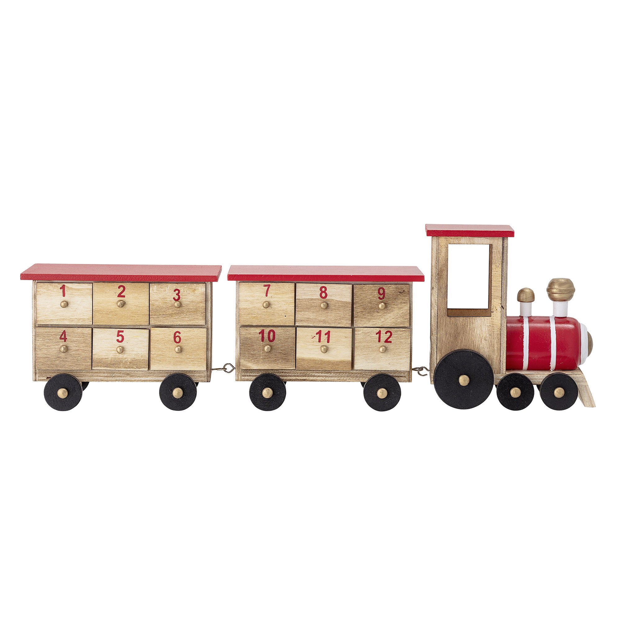 Kalender Zug aus Paulowniaholz, natur, rot 