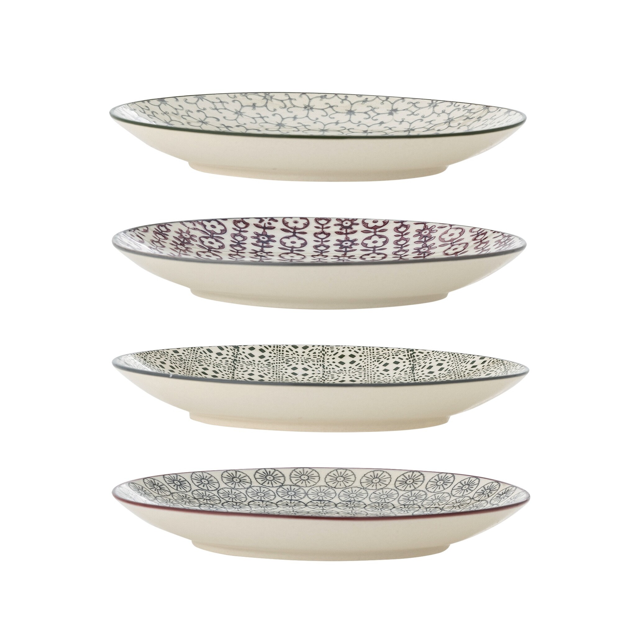 Bloomingville Karine Dessert Teller 4er-Set, Bunt, Steingut, bunt 