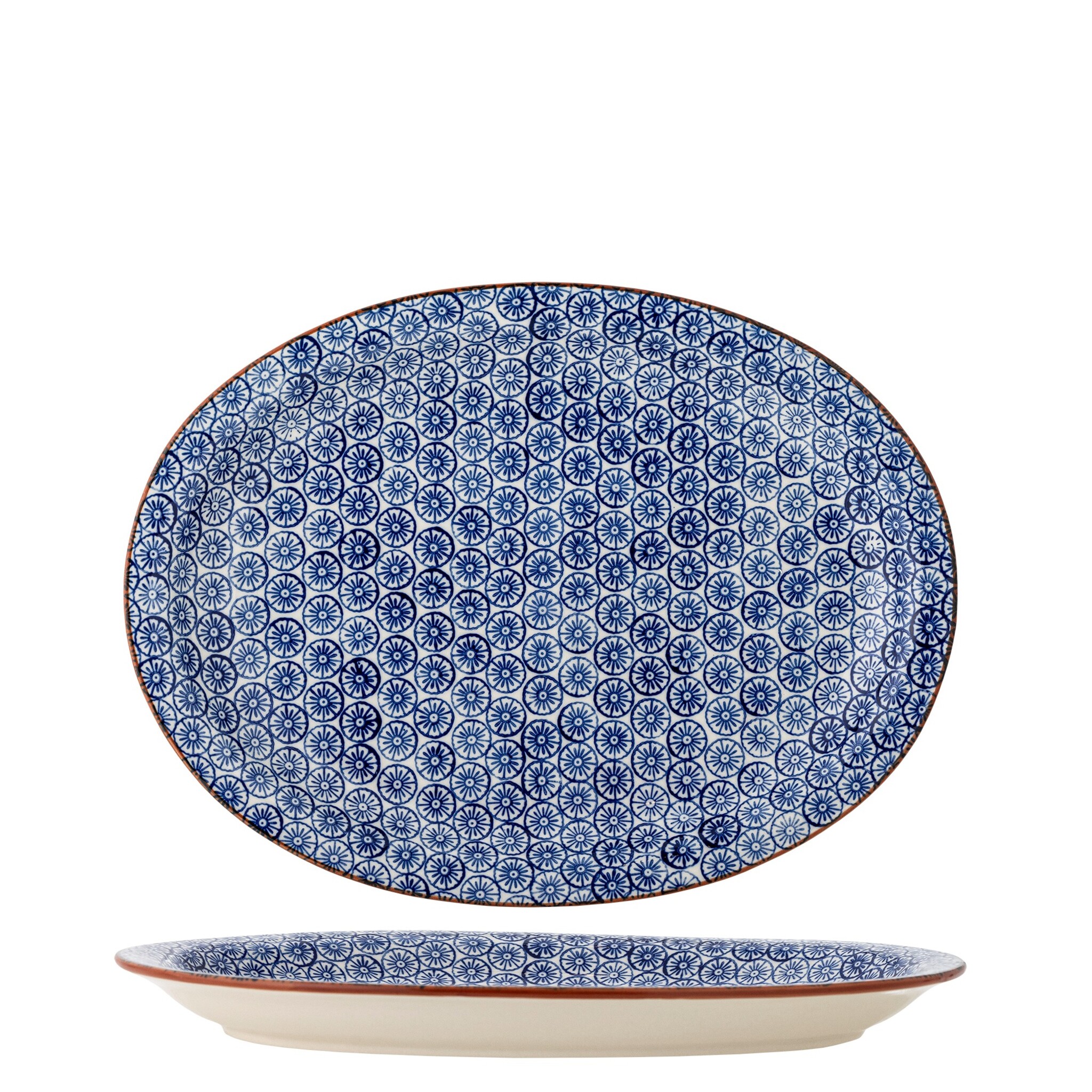 Bloomingville Karine Servierplatte aus Steingut, Blau – Skandinavischer Landhausstil, blau 