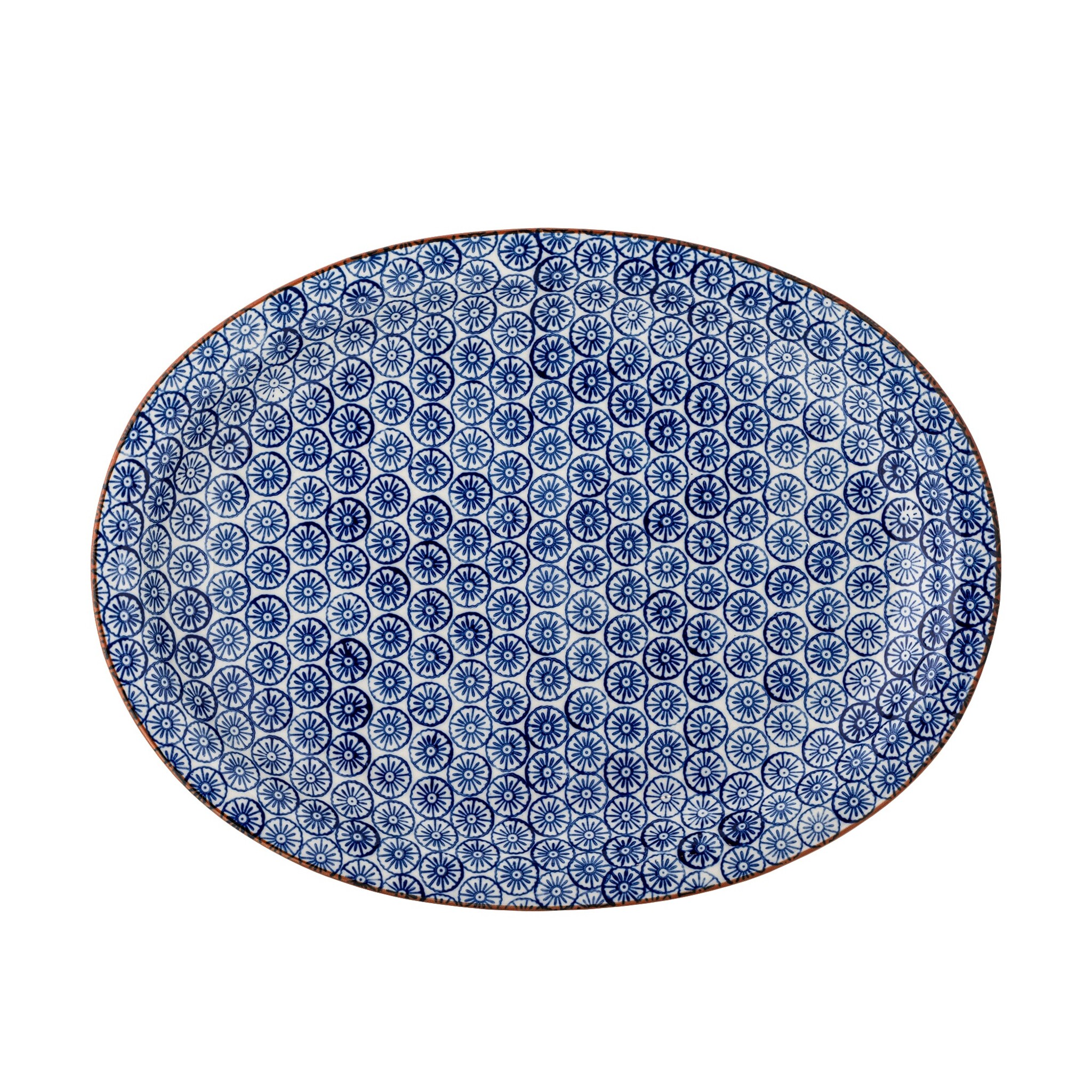 Bloomingville Karine Servierplatte aus Steingut, Blau – Skandinavischer Landhausstil, blau 