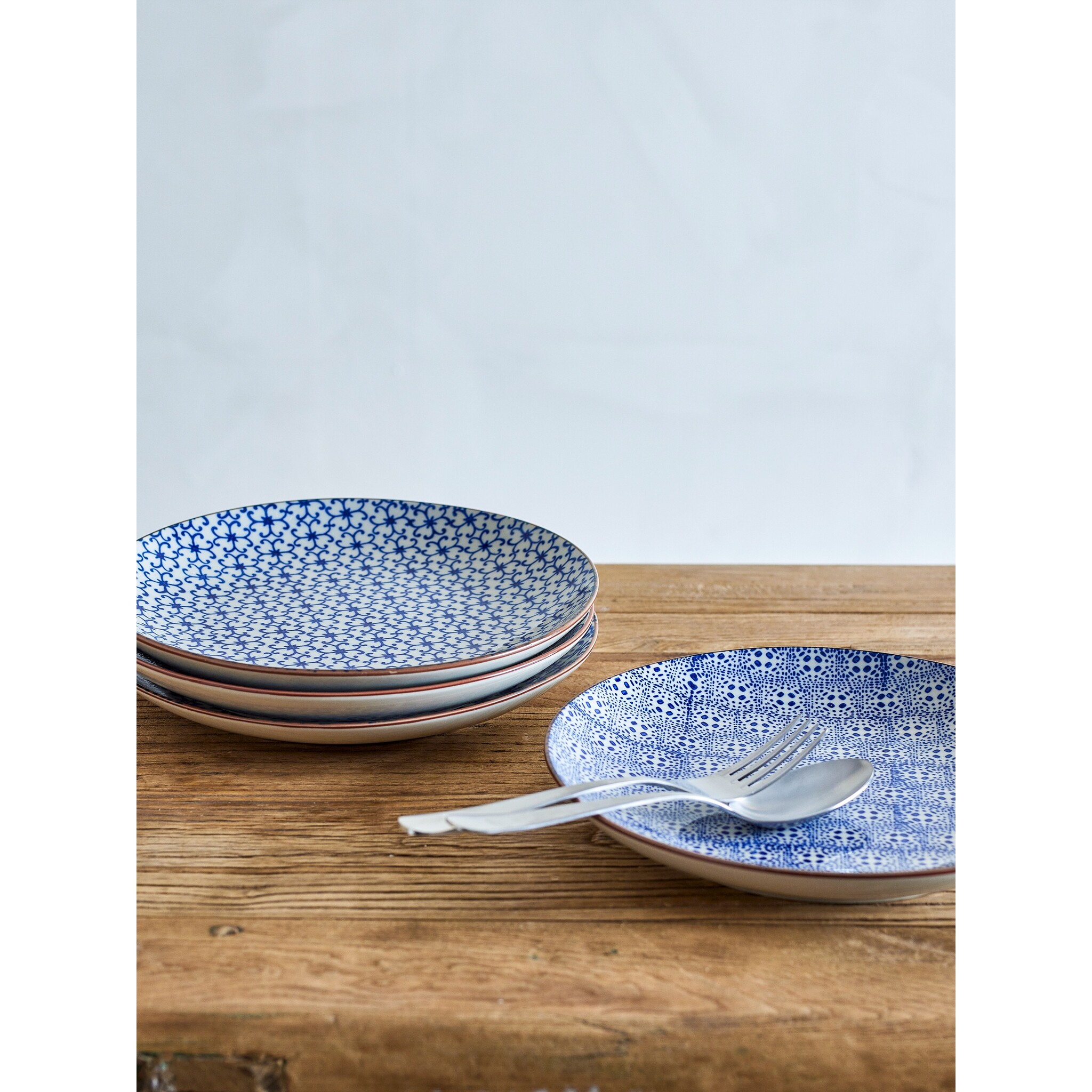 Bloomingville Karine Speiseteller-Set, Blau - Ø 25 cm - 4er-Set, blau 