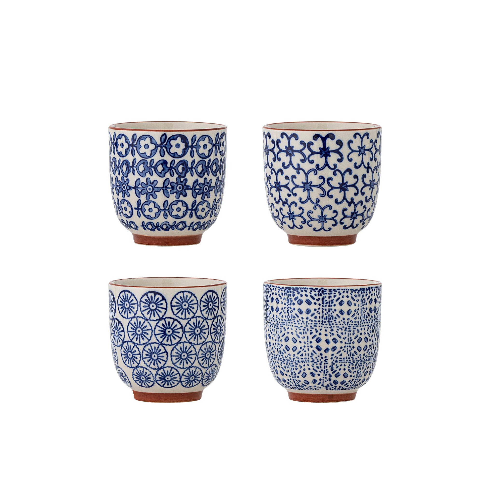 Bloomingville Karine Tasse aus Steingut – Blau, 4er-Set, blau 