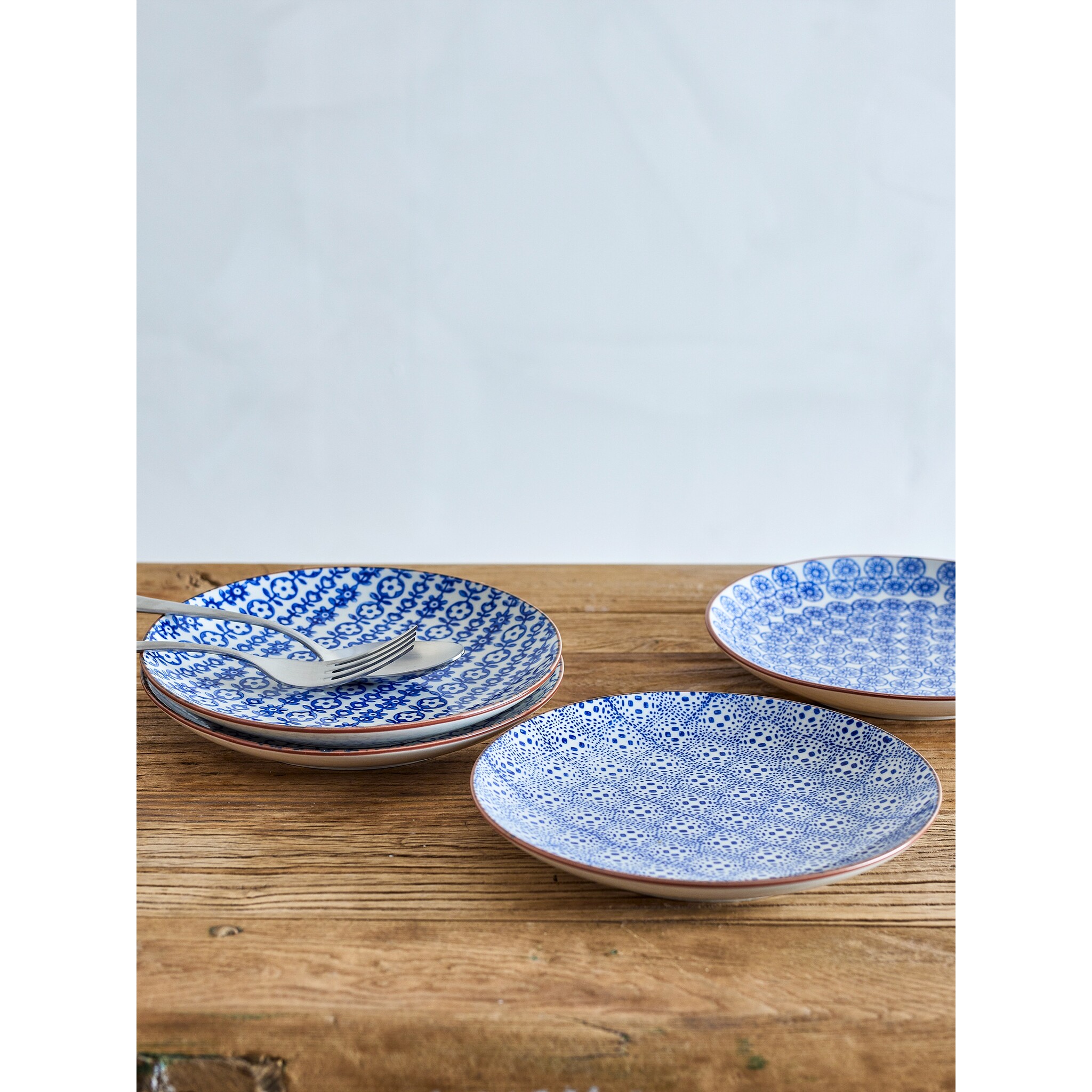 Bloomingville Karine Dessert-Teller-Set, Blau – Ø 20 cm, blau 